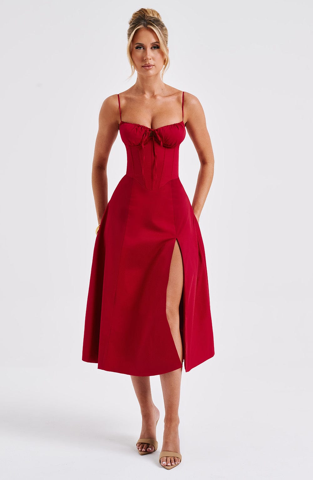 minilena Deanna Midi Dress Red