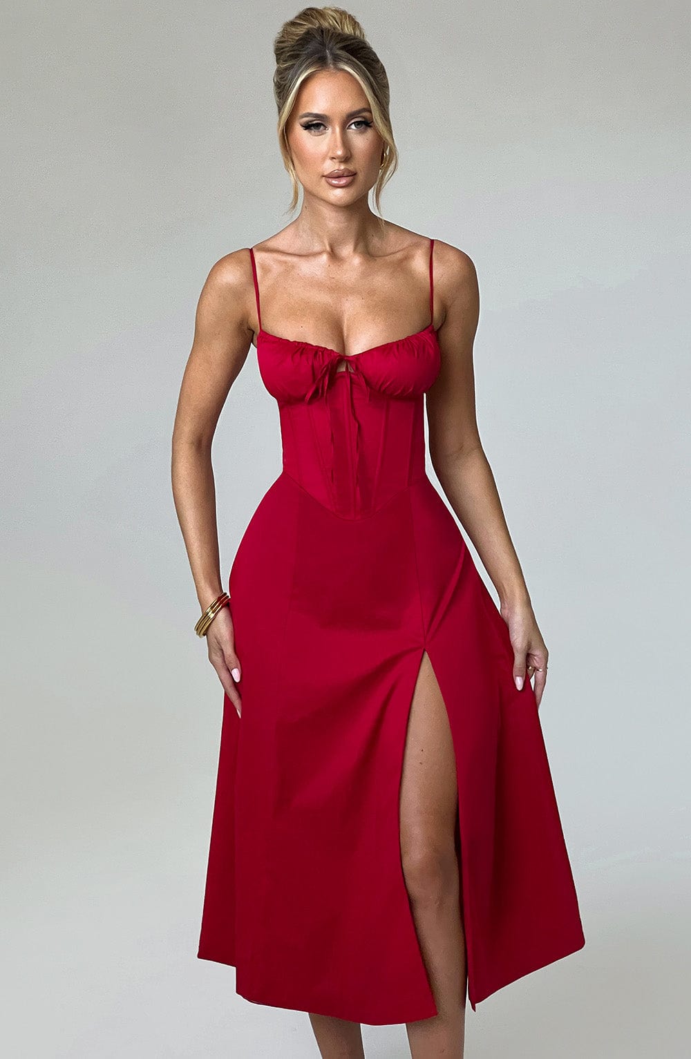 minilena Deanna Midi Dress Red