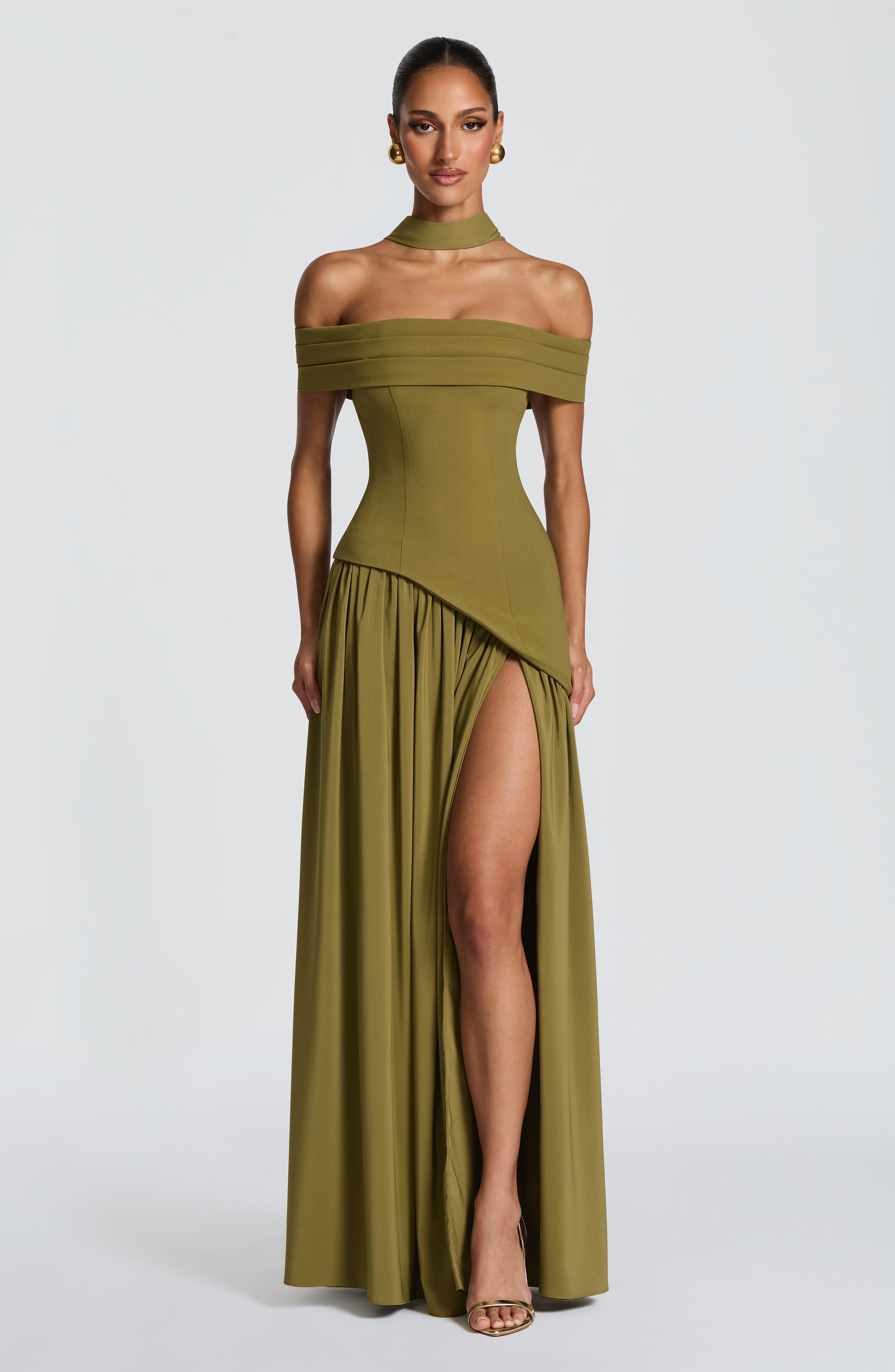 minilena Delilah Maxi Dress Deep Olive