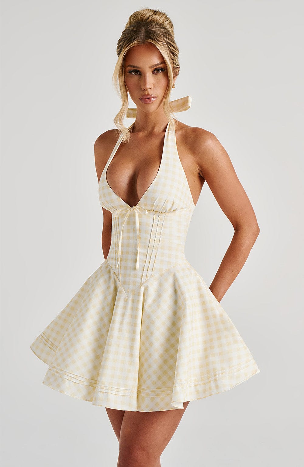 minilena Doris Mini Dress Lemon Gingham