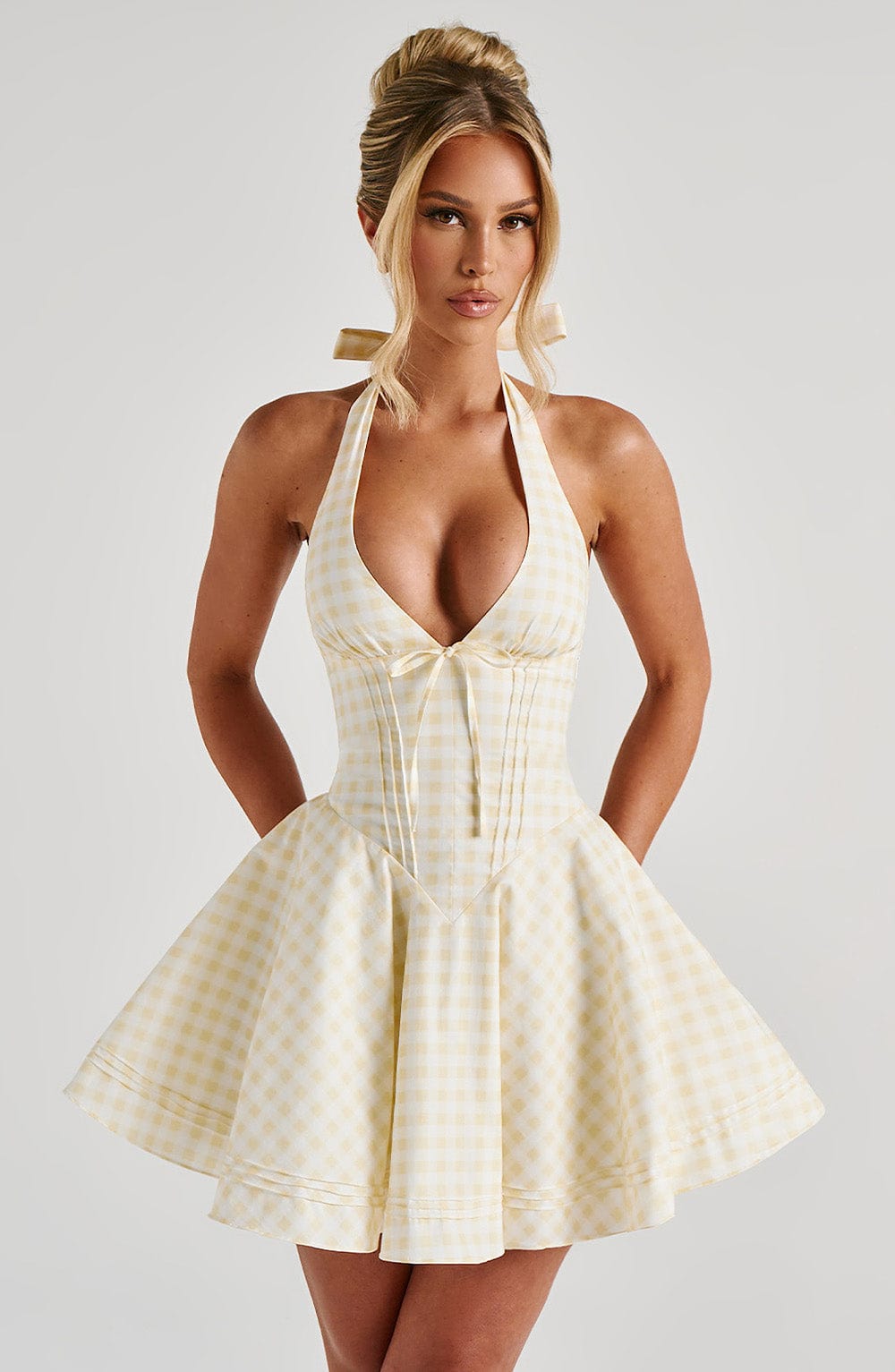 minilena Doris Mini Dress Lemon Gingham