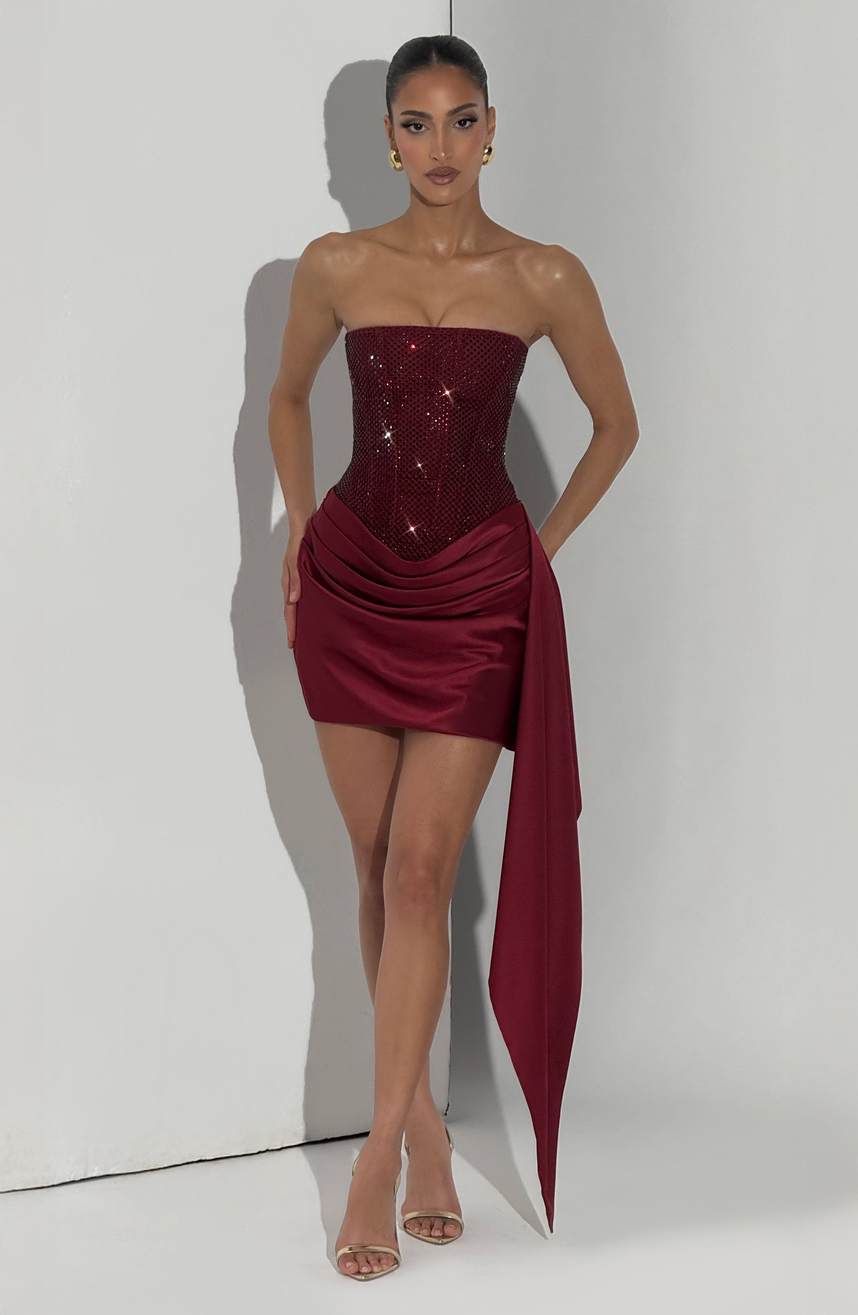 minilena Ebony Mini Dress Burgundy