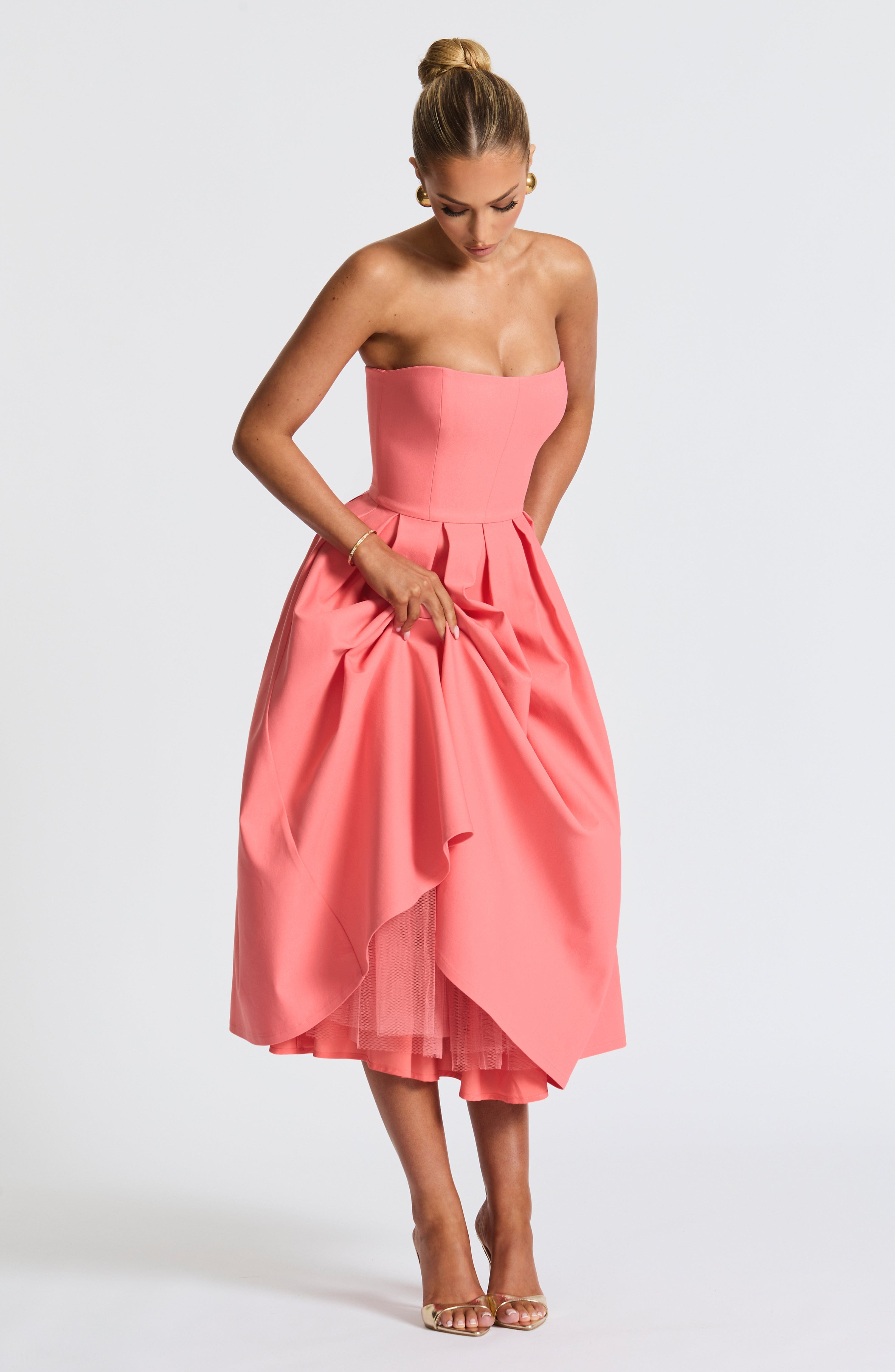 minilena Edith Midi Dress Coral Pink