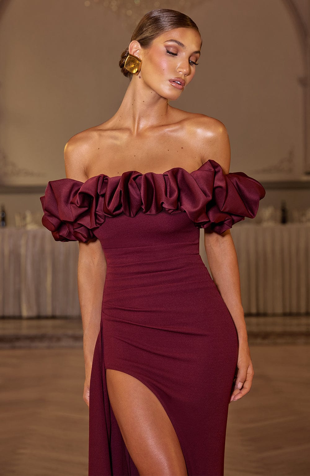 minilena Elsie Maxi Dress Cherry Lacquer