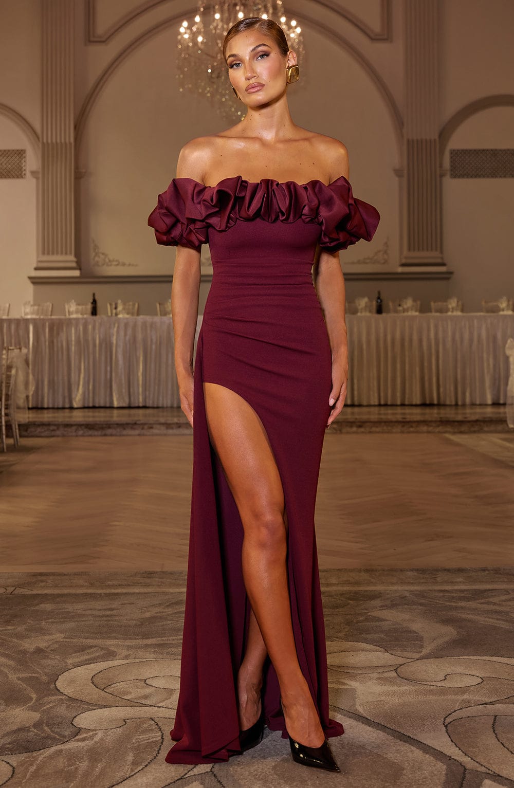 minilena Elsie Maxi Dress Cherry Lacquer