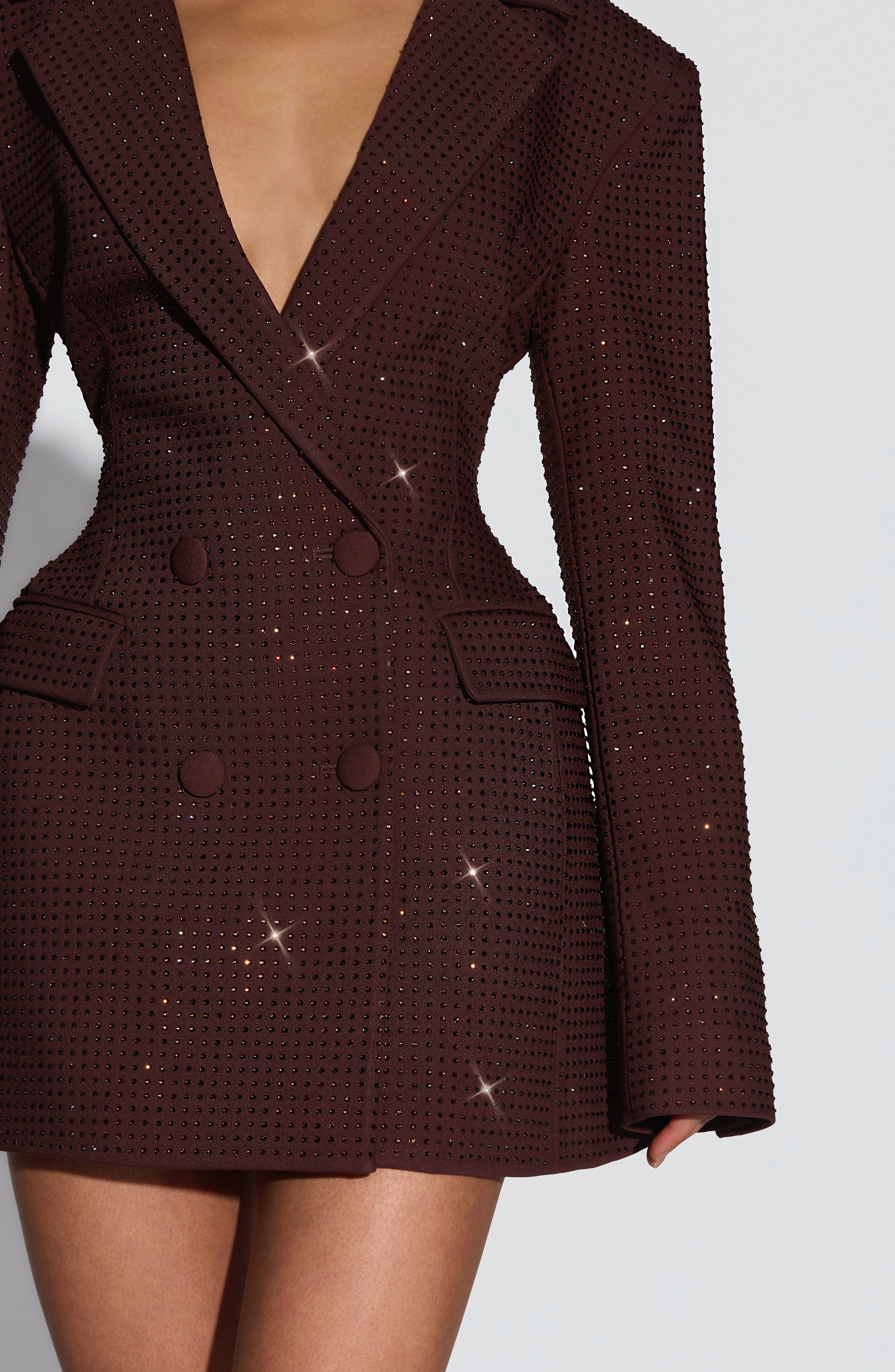 minilena Elvira Mini Dress Plum Brown Sparkle