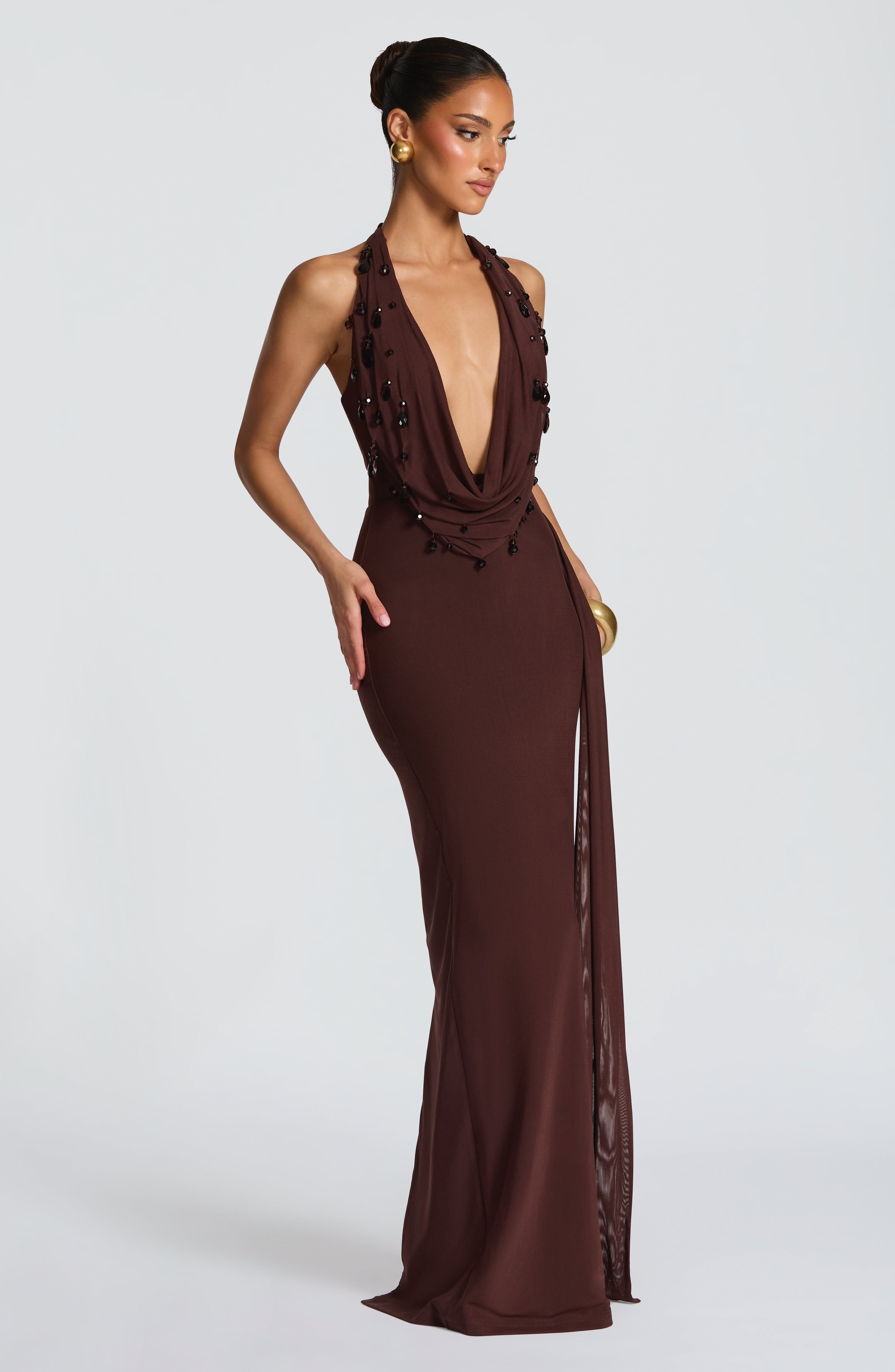minilena Fabia Maxi Dress Plum Brown