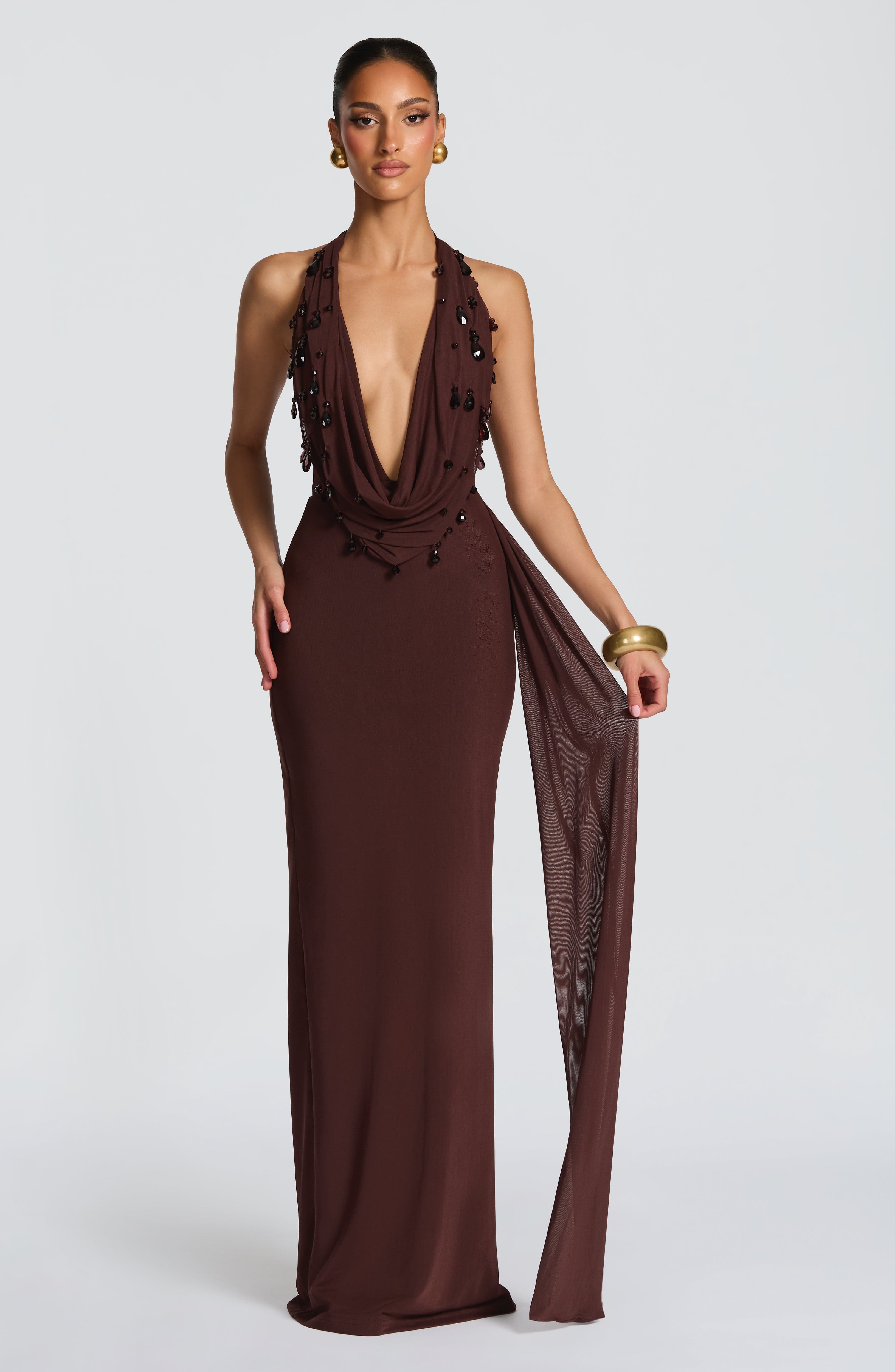 minilena Fabia Maxi Dress Plum Brown