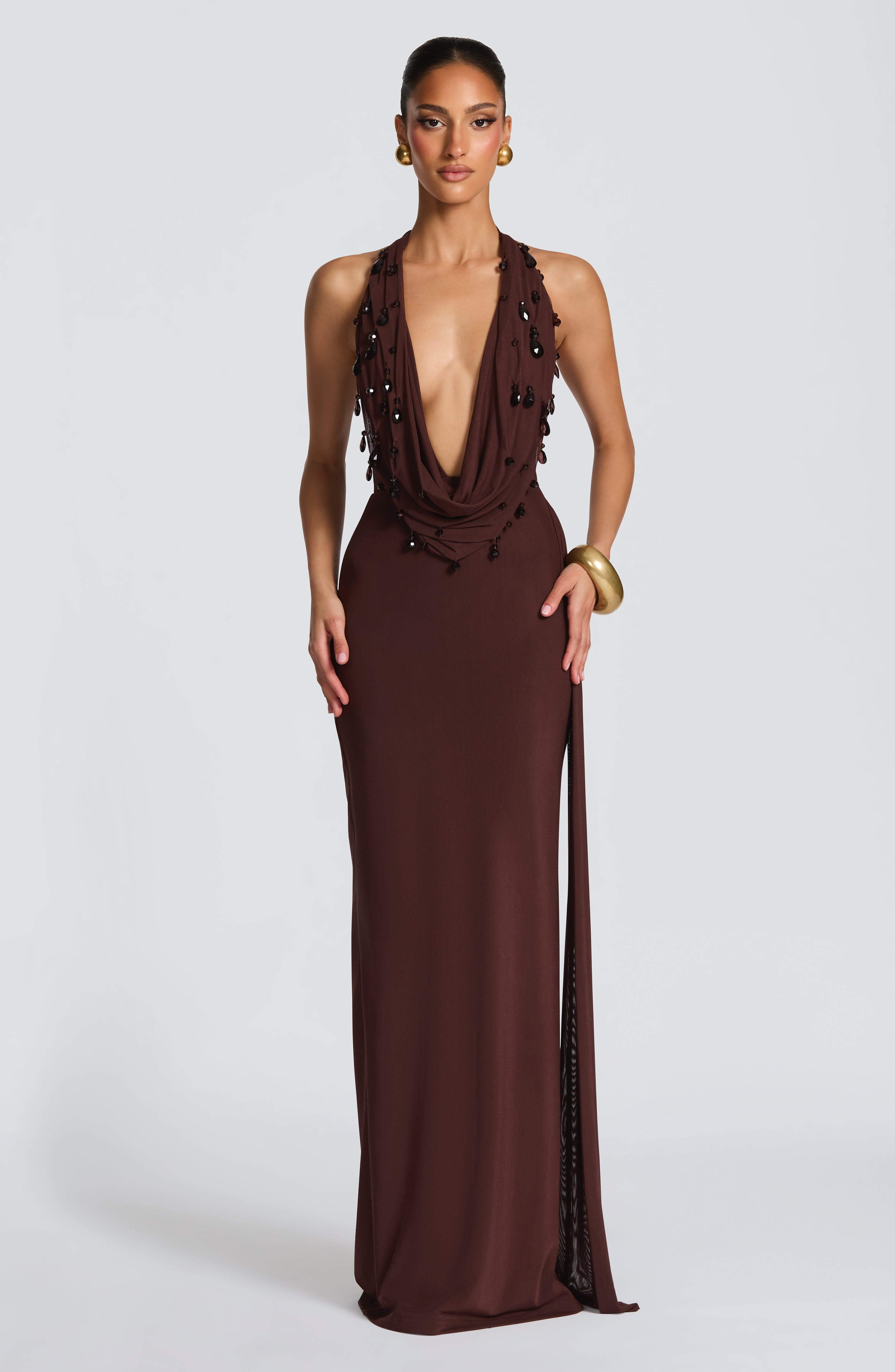 minilena Fabia Maxi Dress Plum Brown