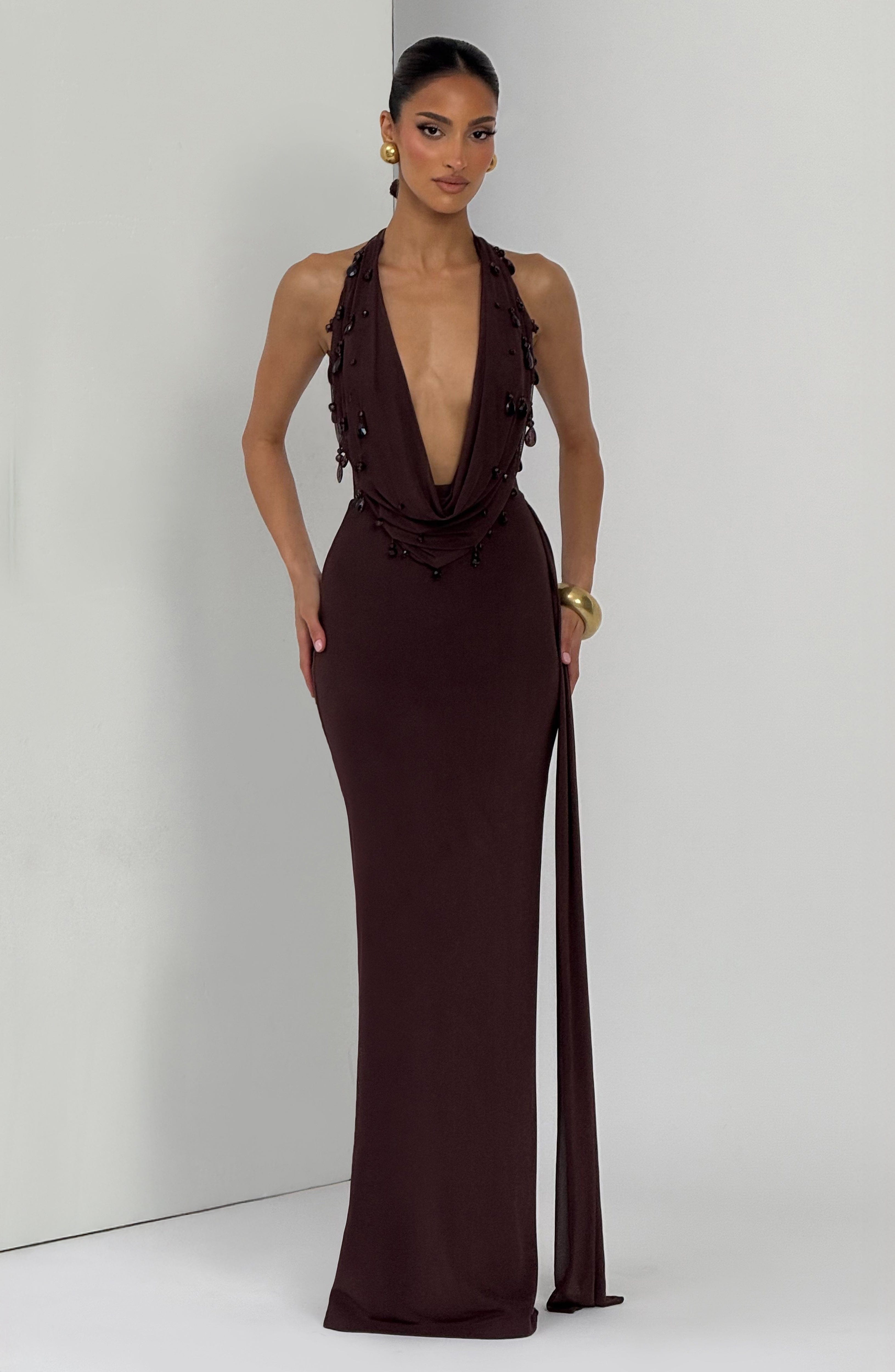 minilena Fabia Maxi Dress Plum Brown