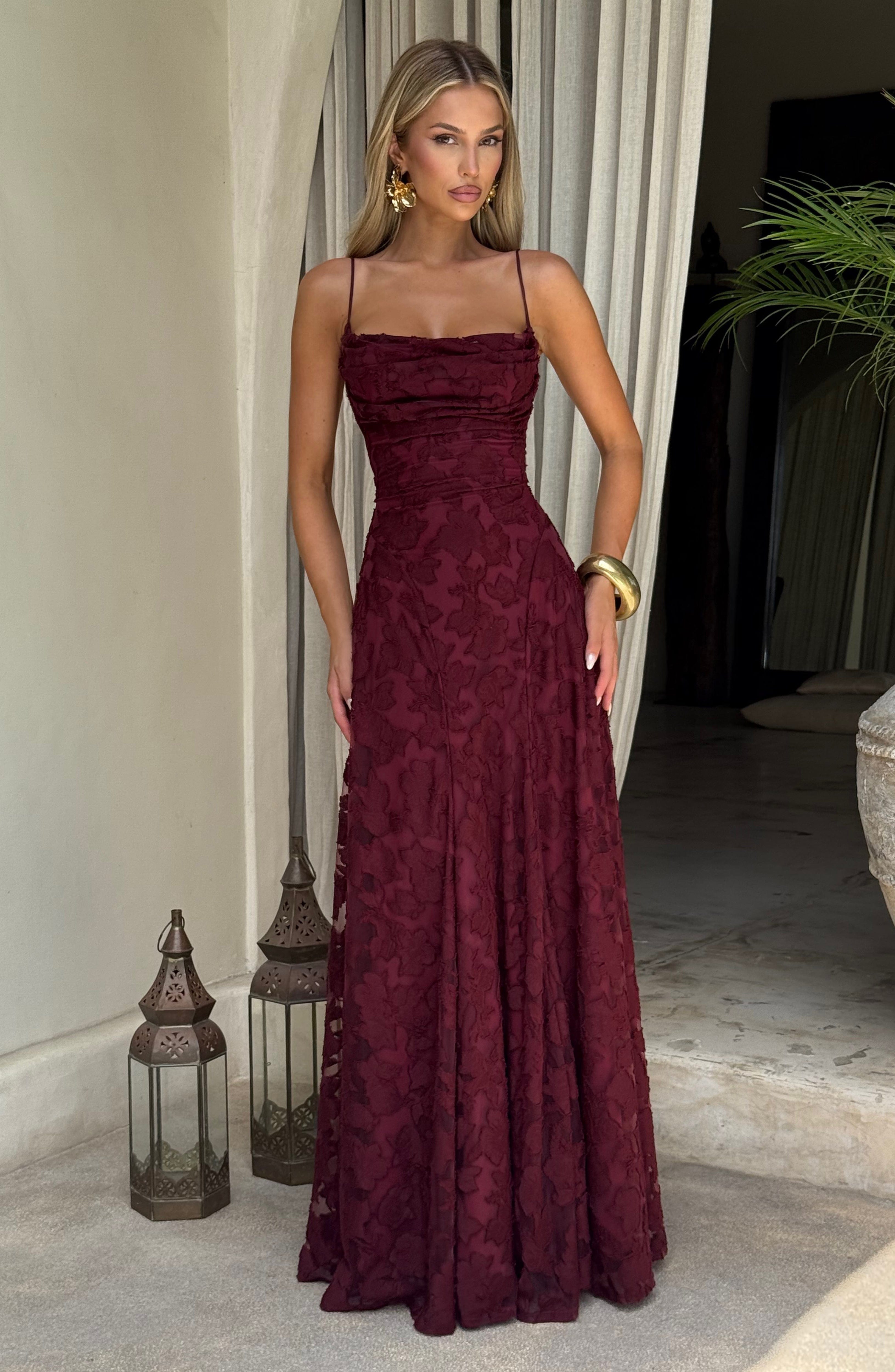 minilena Francis Maxi Dress Cherry Lacquer
