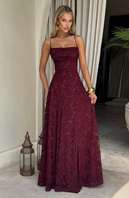 minilena Francis Maxi Dress Cherry Lacquer