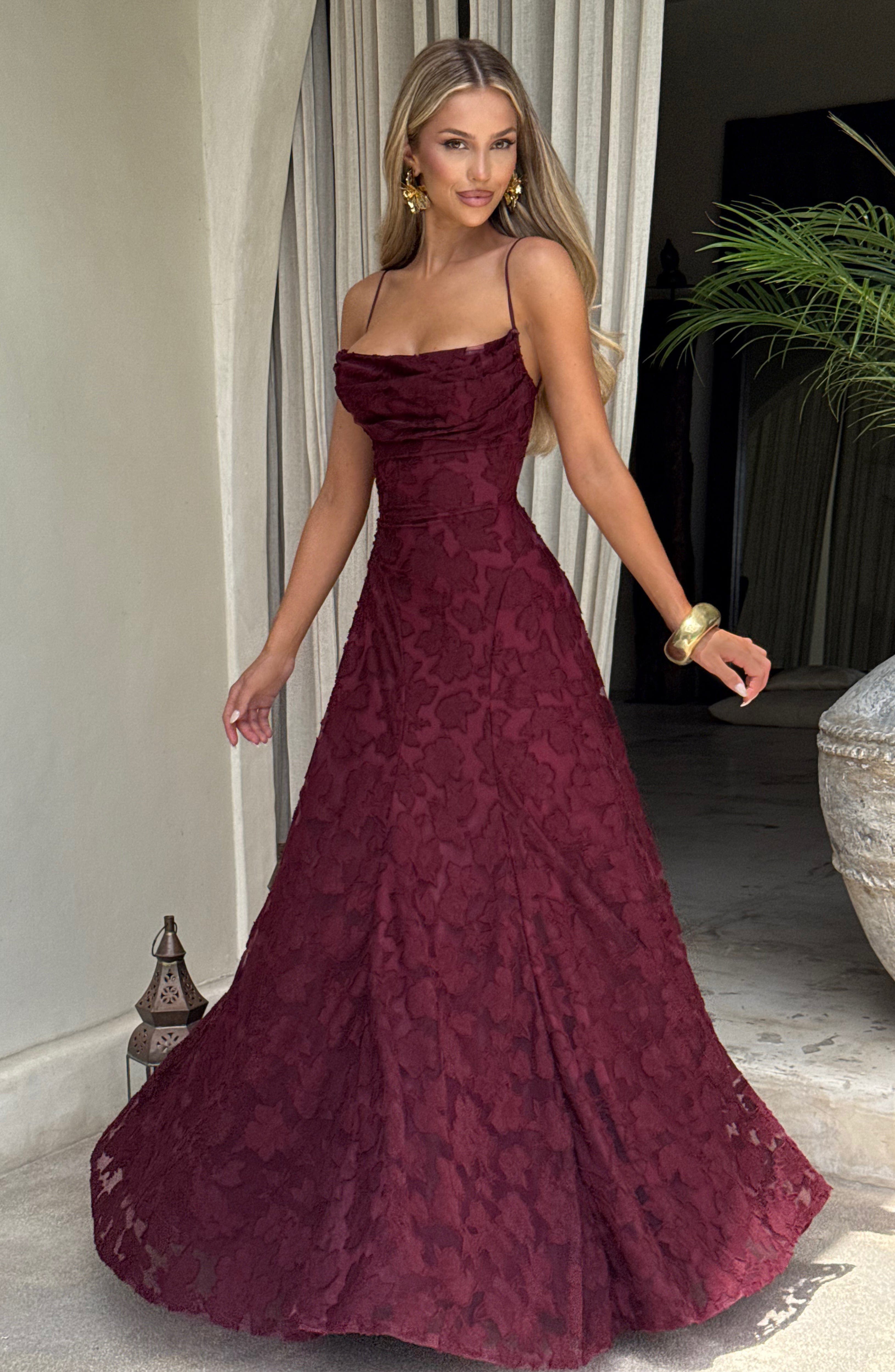 minilena Francis Maxi Dress Cherry Lacquer