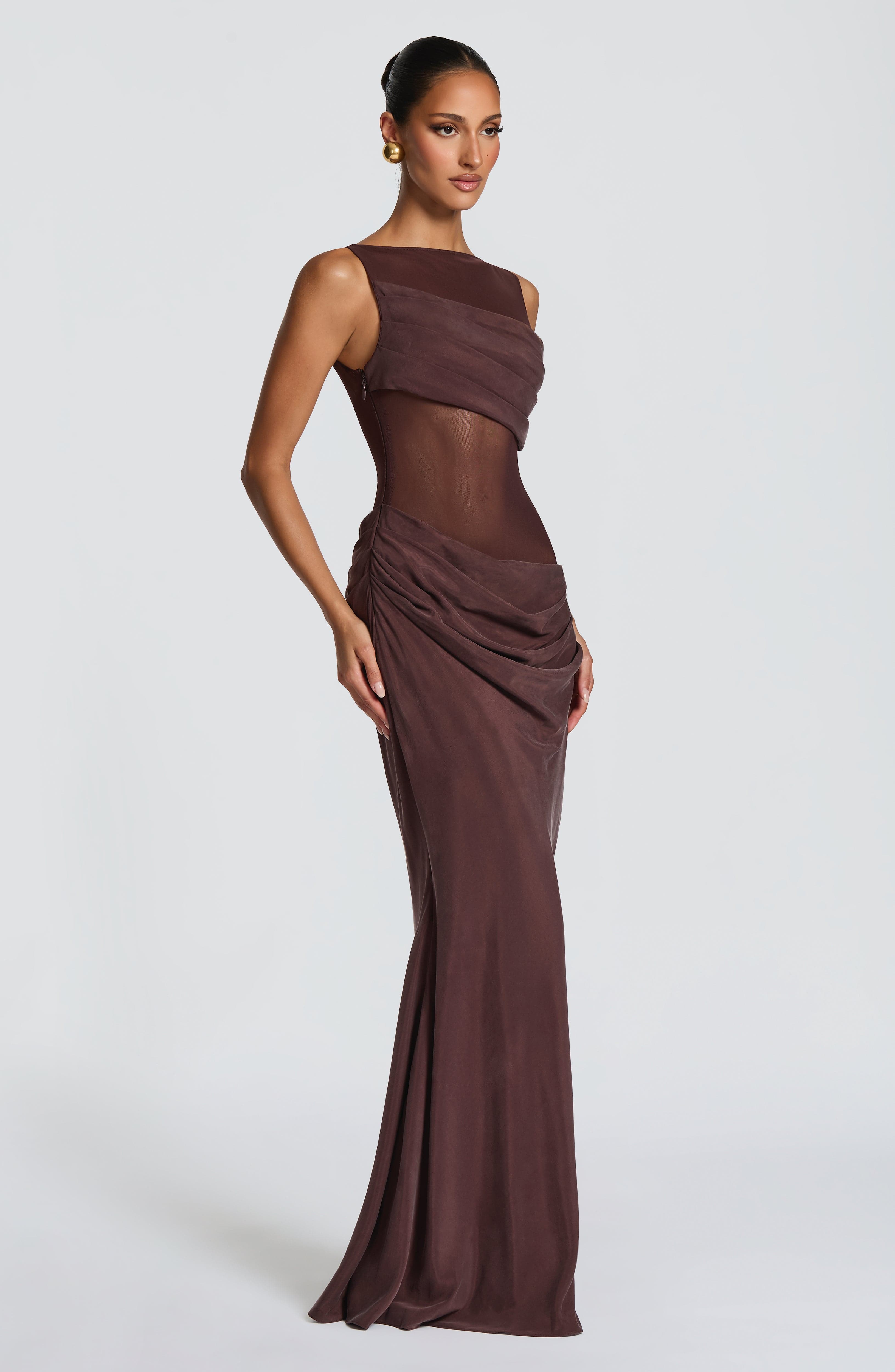 minilena Gracelyn Maxi Dress Plum Brown