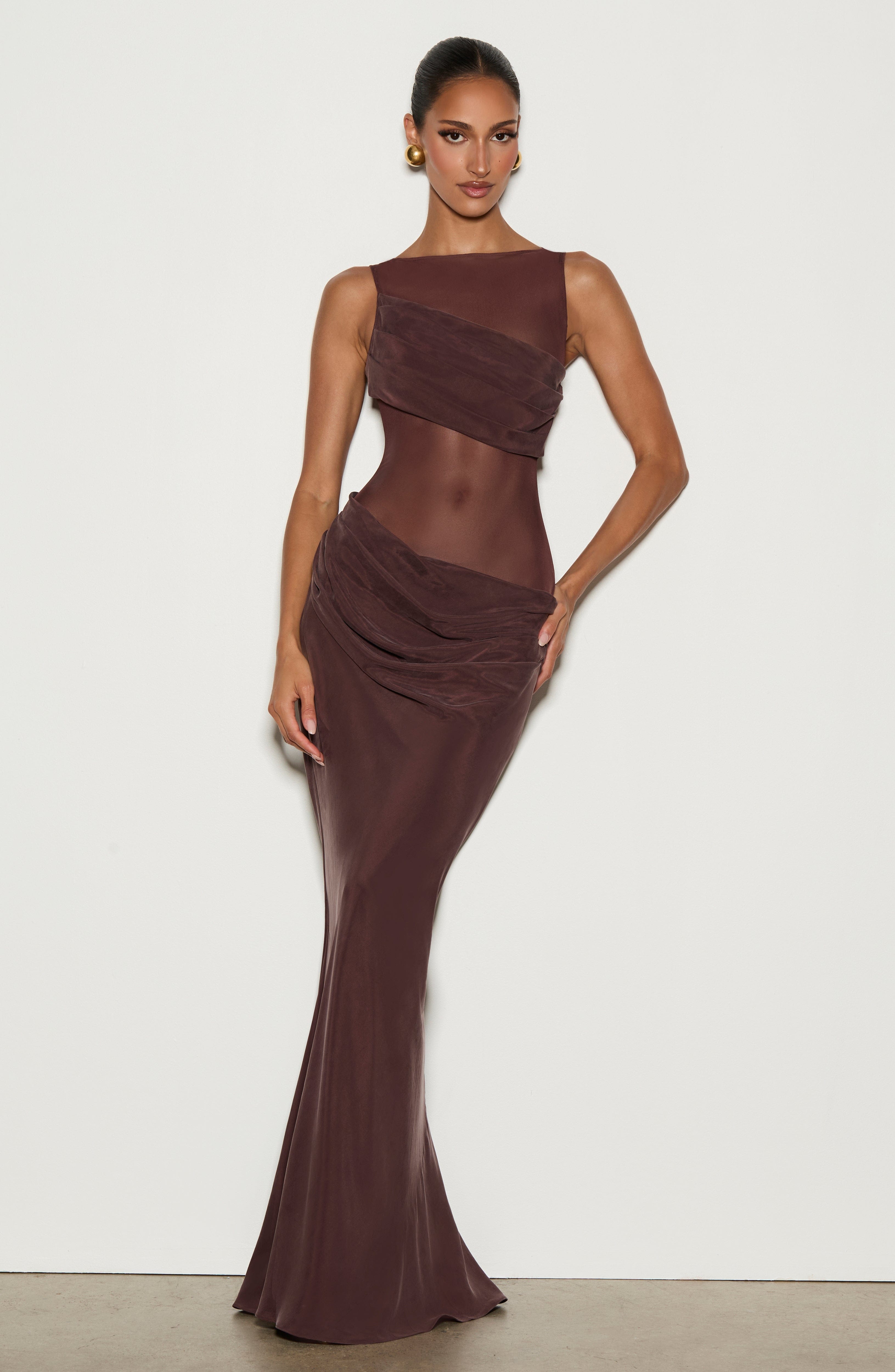 minilena Gracelyn Maxi Dress Plum Brown