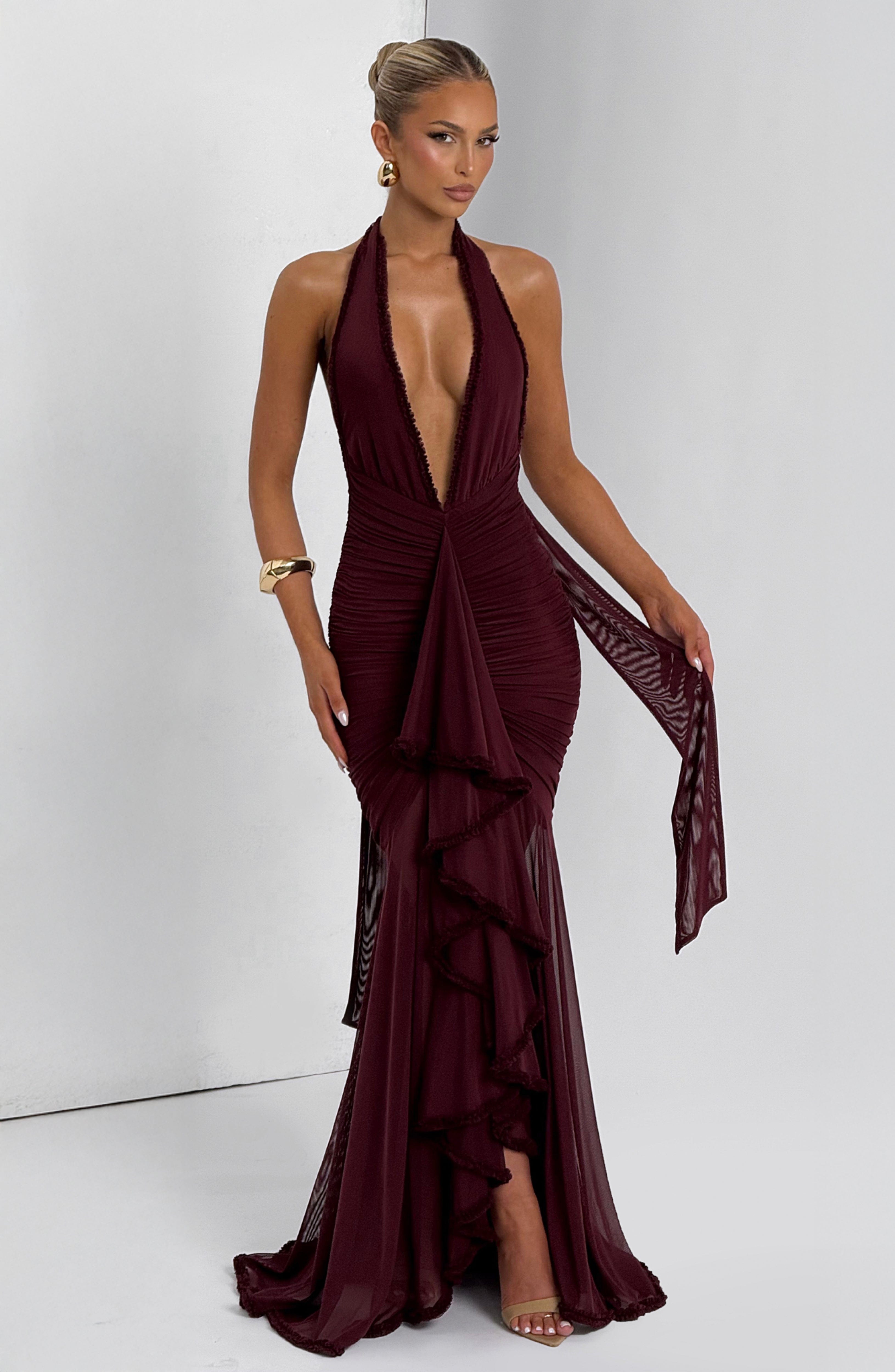 minilena Janessa Maxi Dress Cherry Lacquer