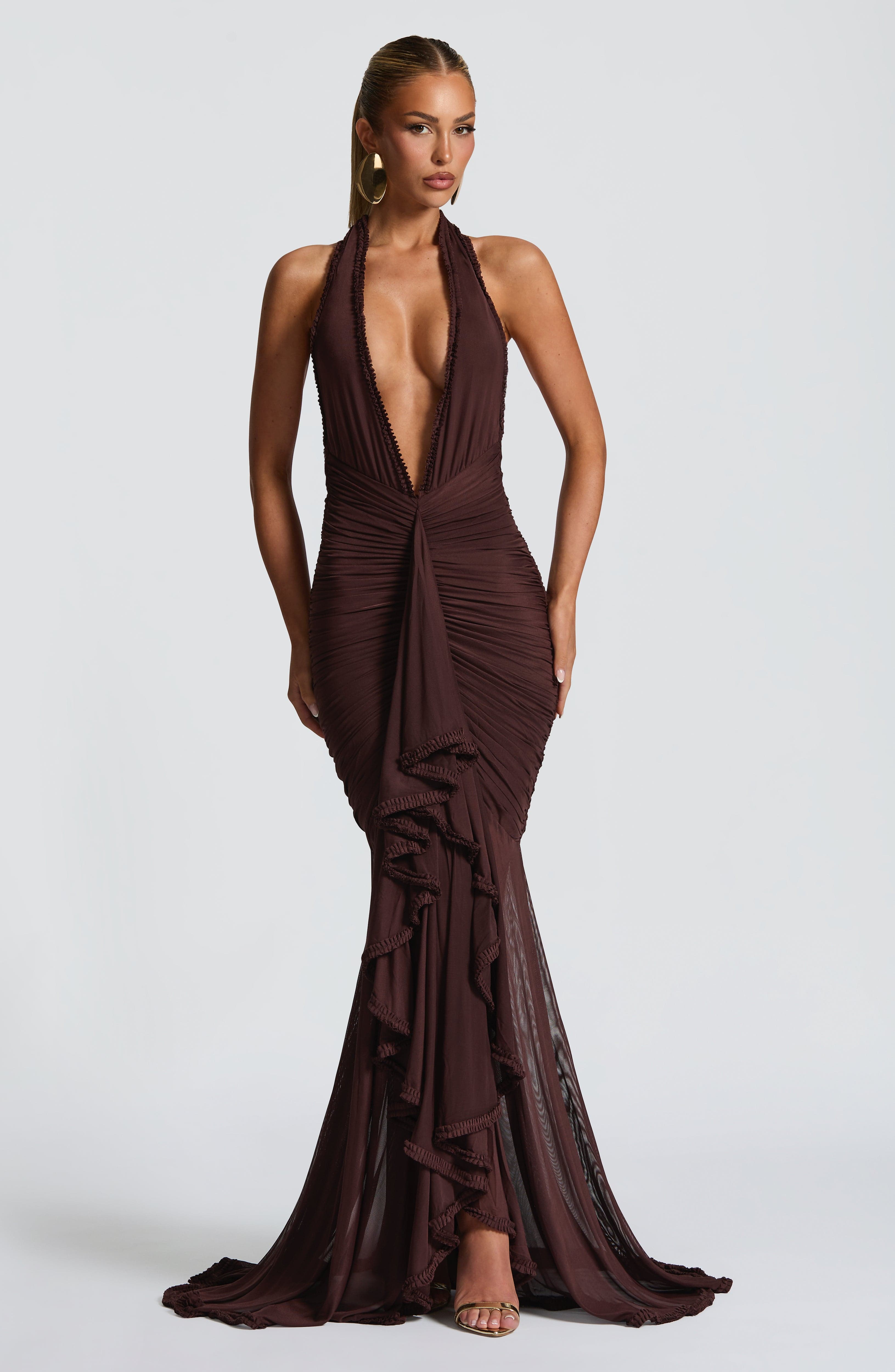 minilena Janessa Maxi Dress Plum Brown