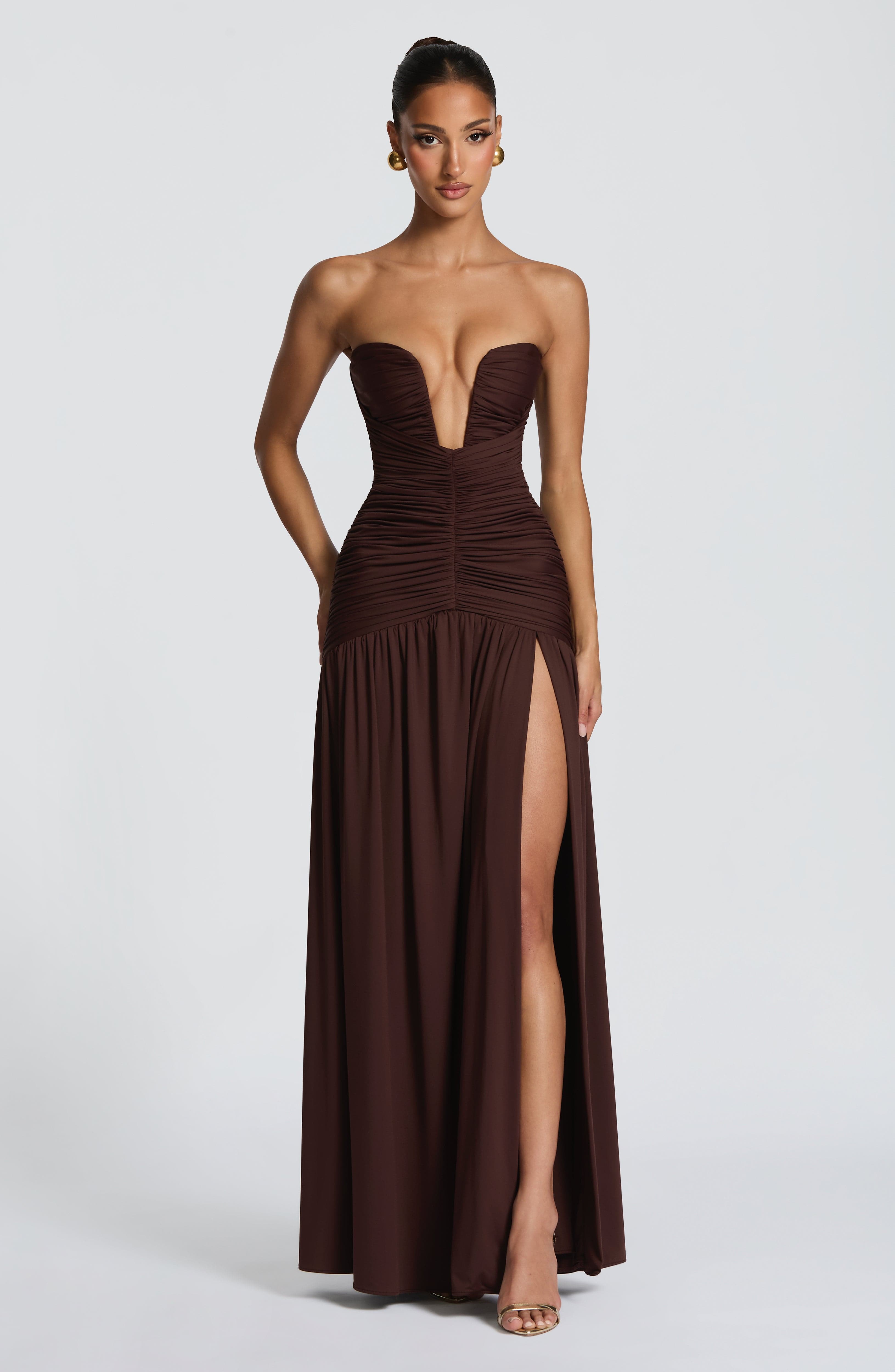 minilena Junia Maxi Dress Plum Brown
