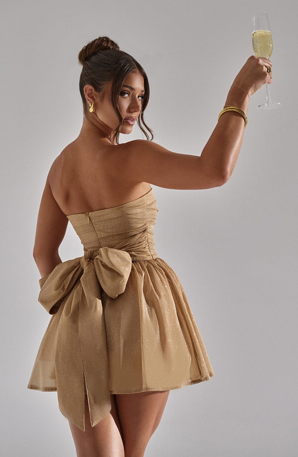 minilena Katrina Mini Dress Gold Sparkle