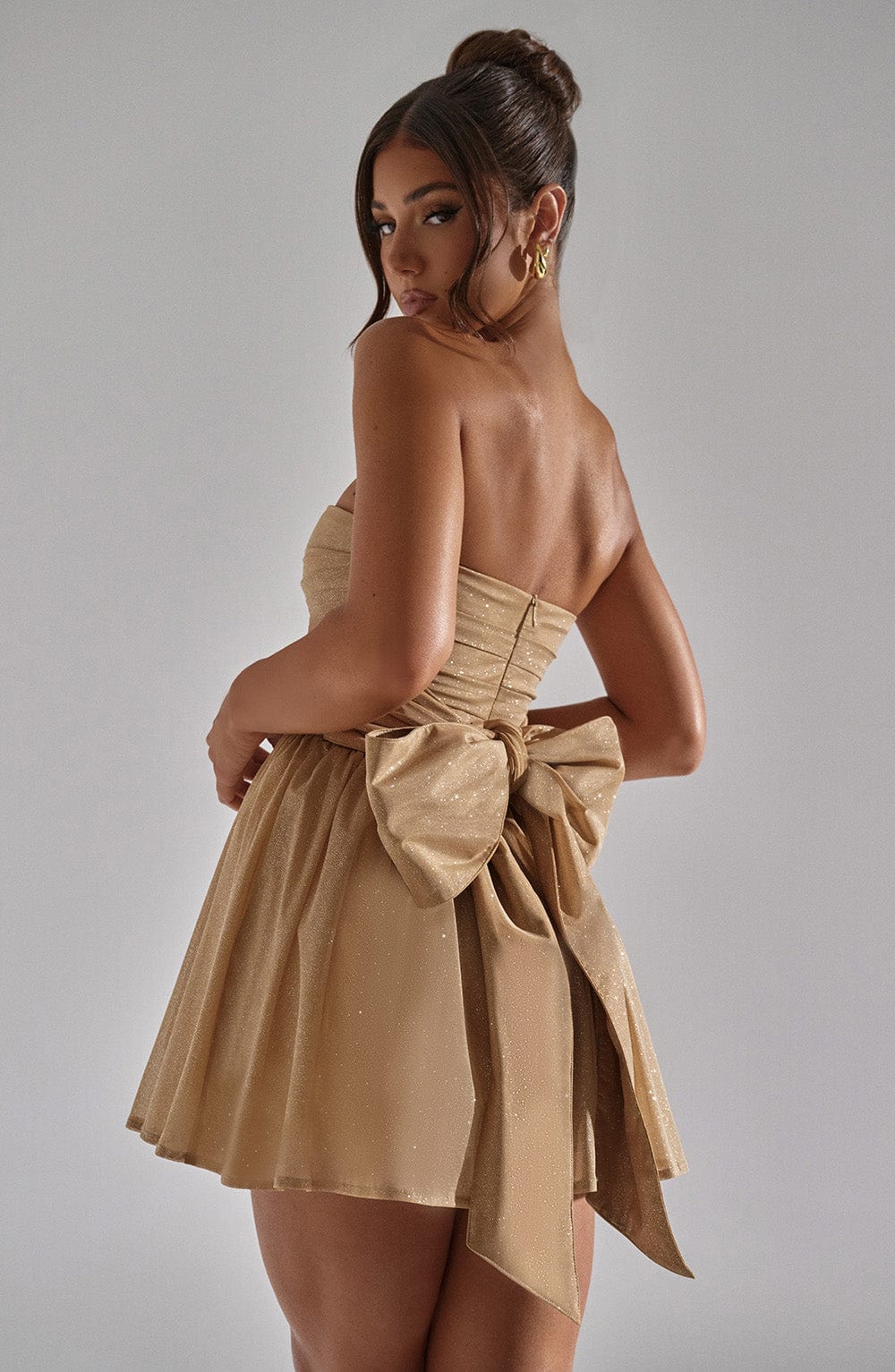 minilena Katrina Mini Dress Gold Sparkle