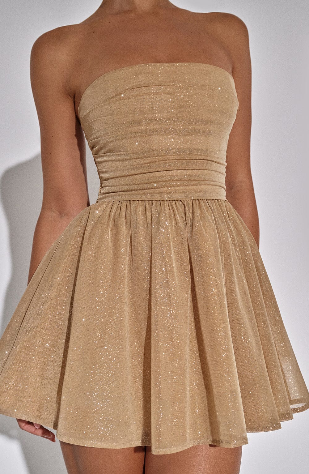 minilena Katrina Mini Dress Gold Sparkle