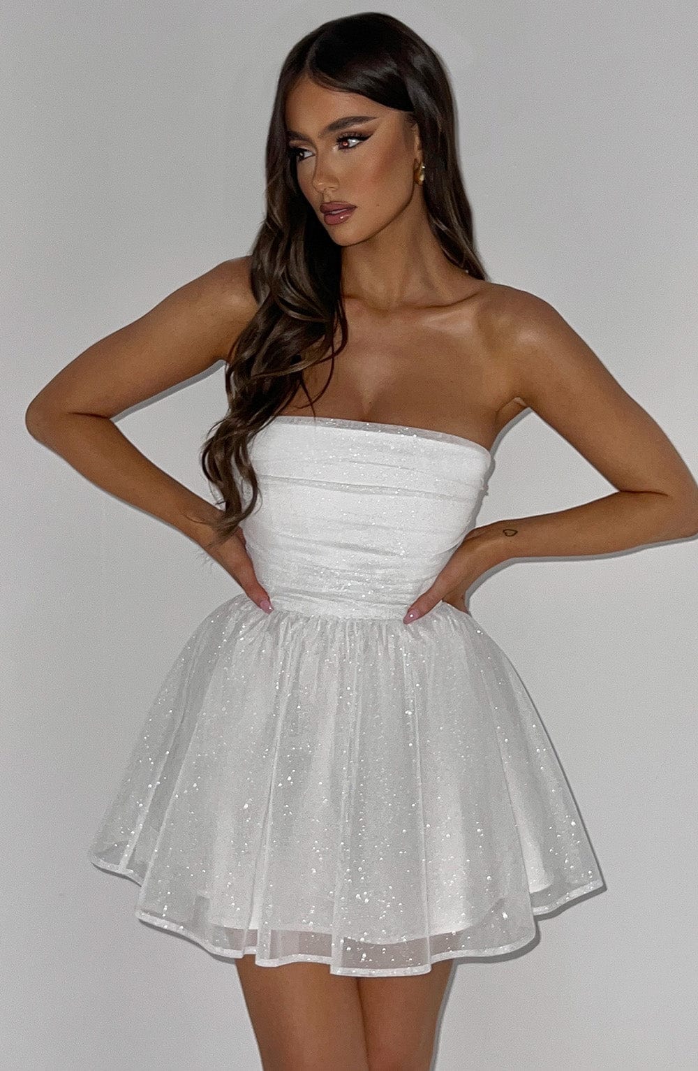 minilena Katrina Mini Dress Ivory Sparkle