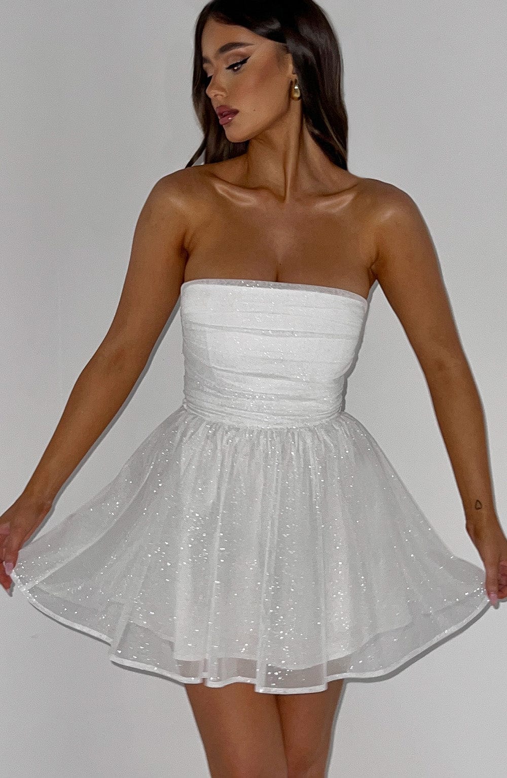 minilena Katrina Mini Dress Ivory Sparkle