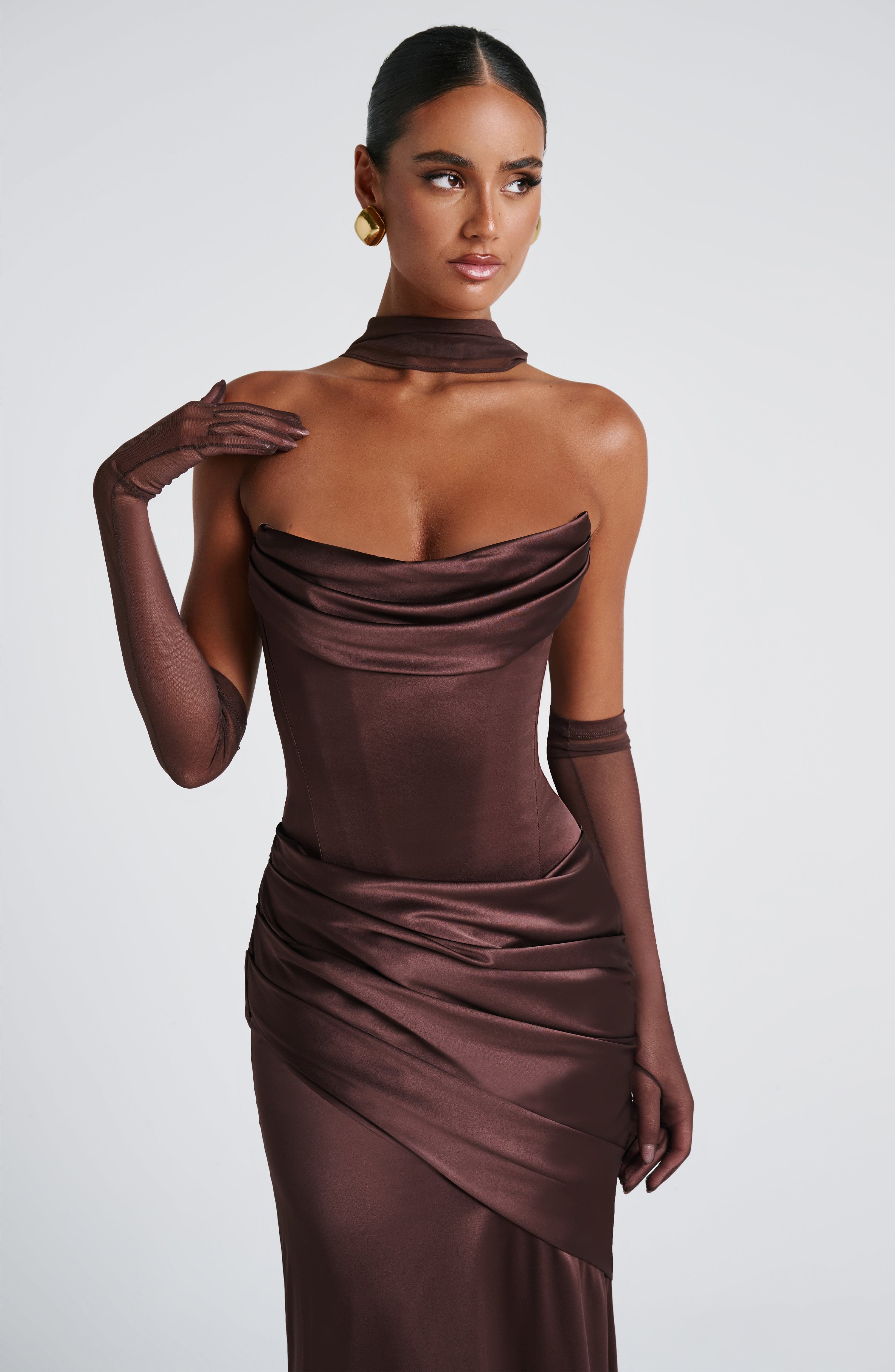minilena Kensington Maxi Dress Plum Brown
