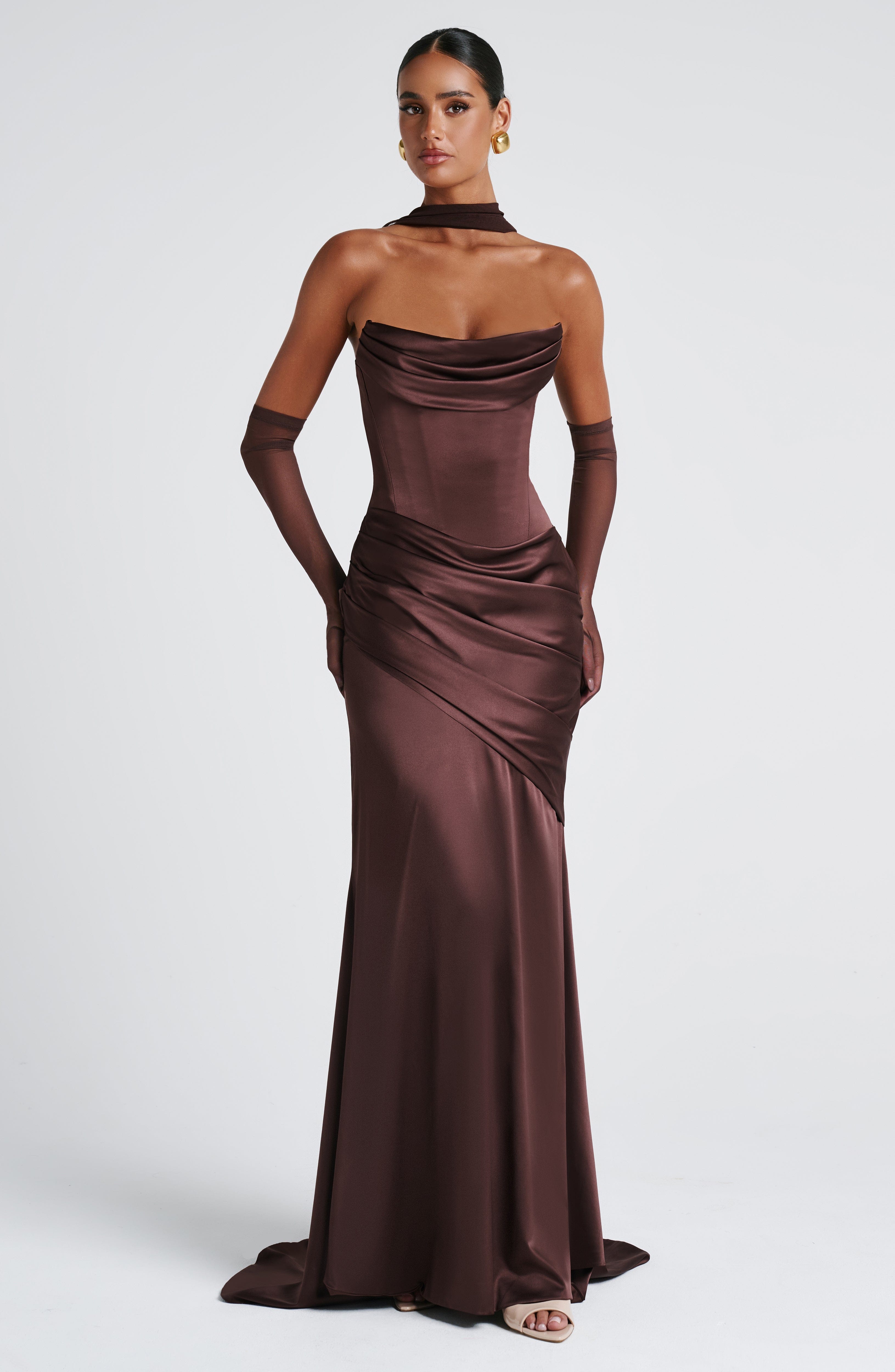 minilena Kensington Maxi Dress Plum Brown