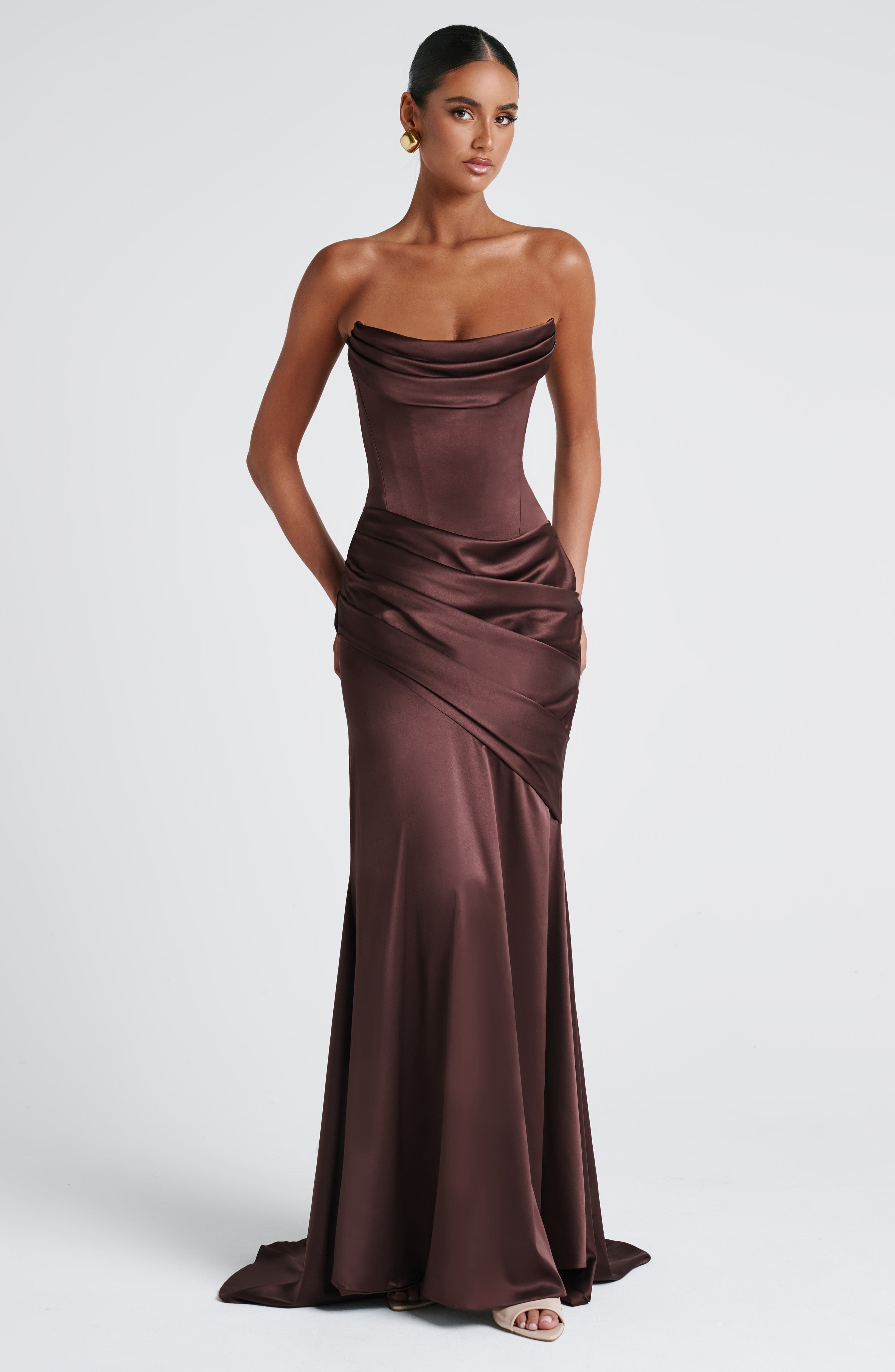 minilena Kensington Maxi Dress Plum Brown