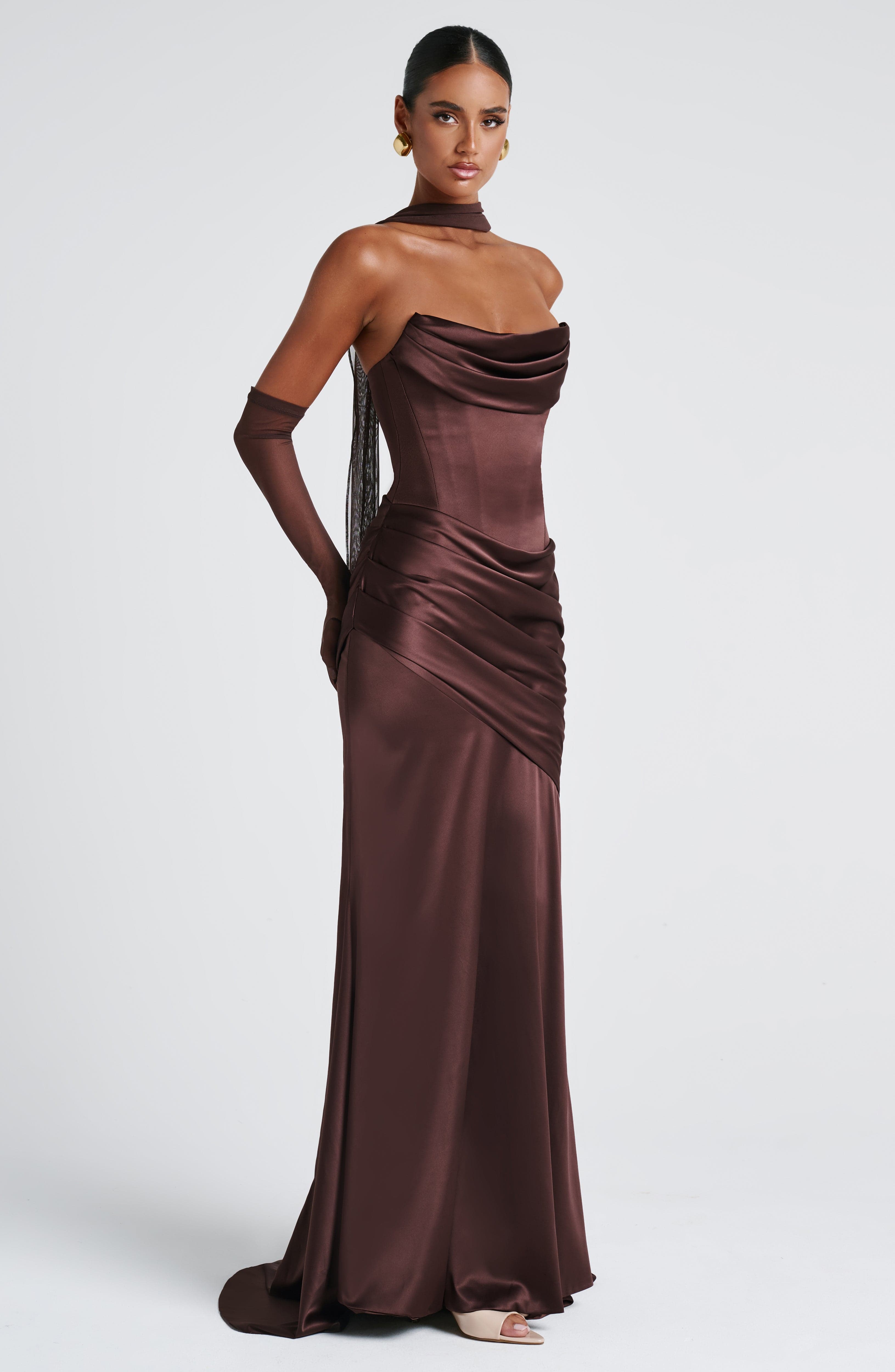 minilena Kensington Maxi Dress Plum Brown