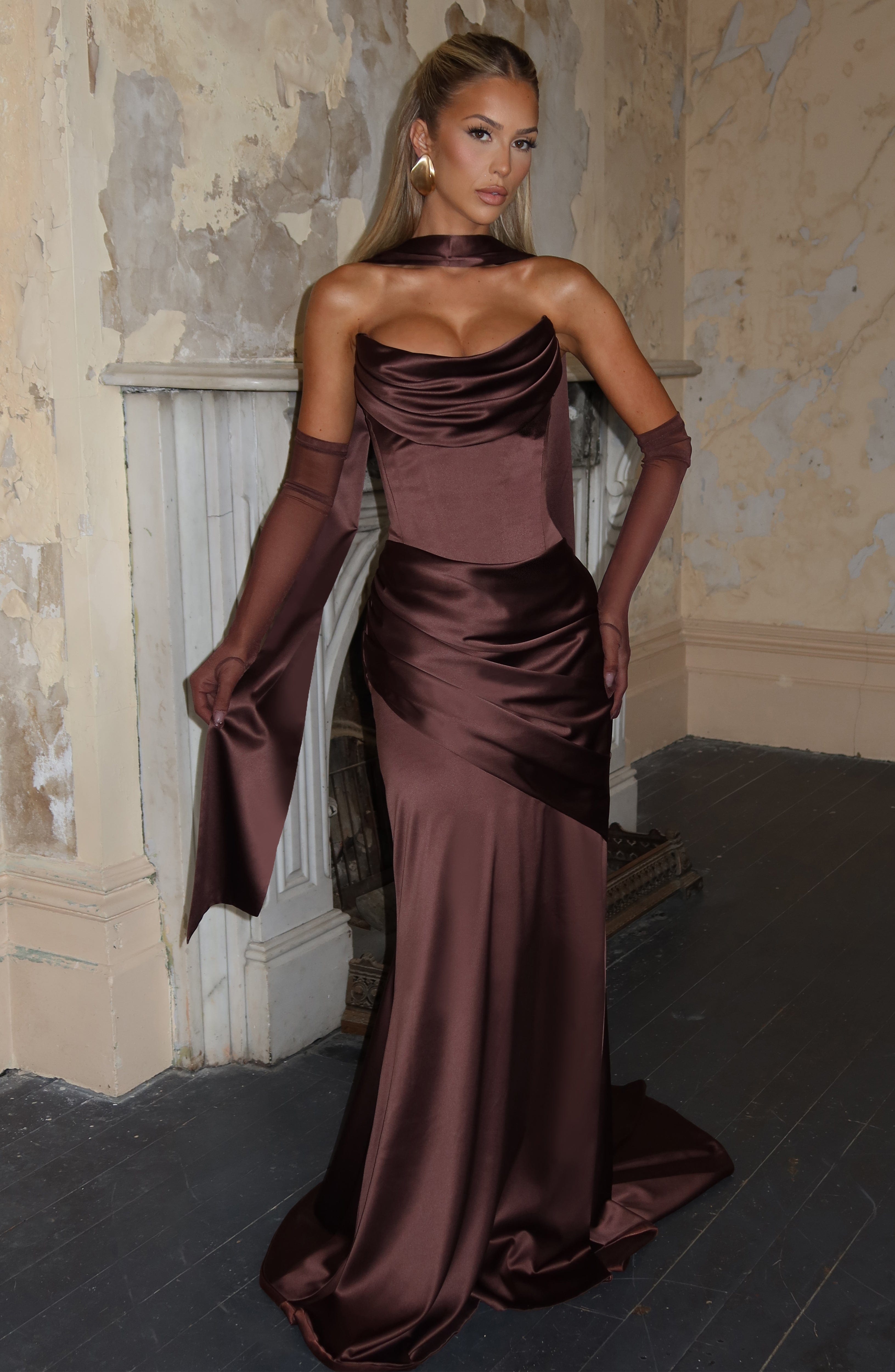 minilena Kensington Maxi Dress Plum Brown