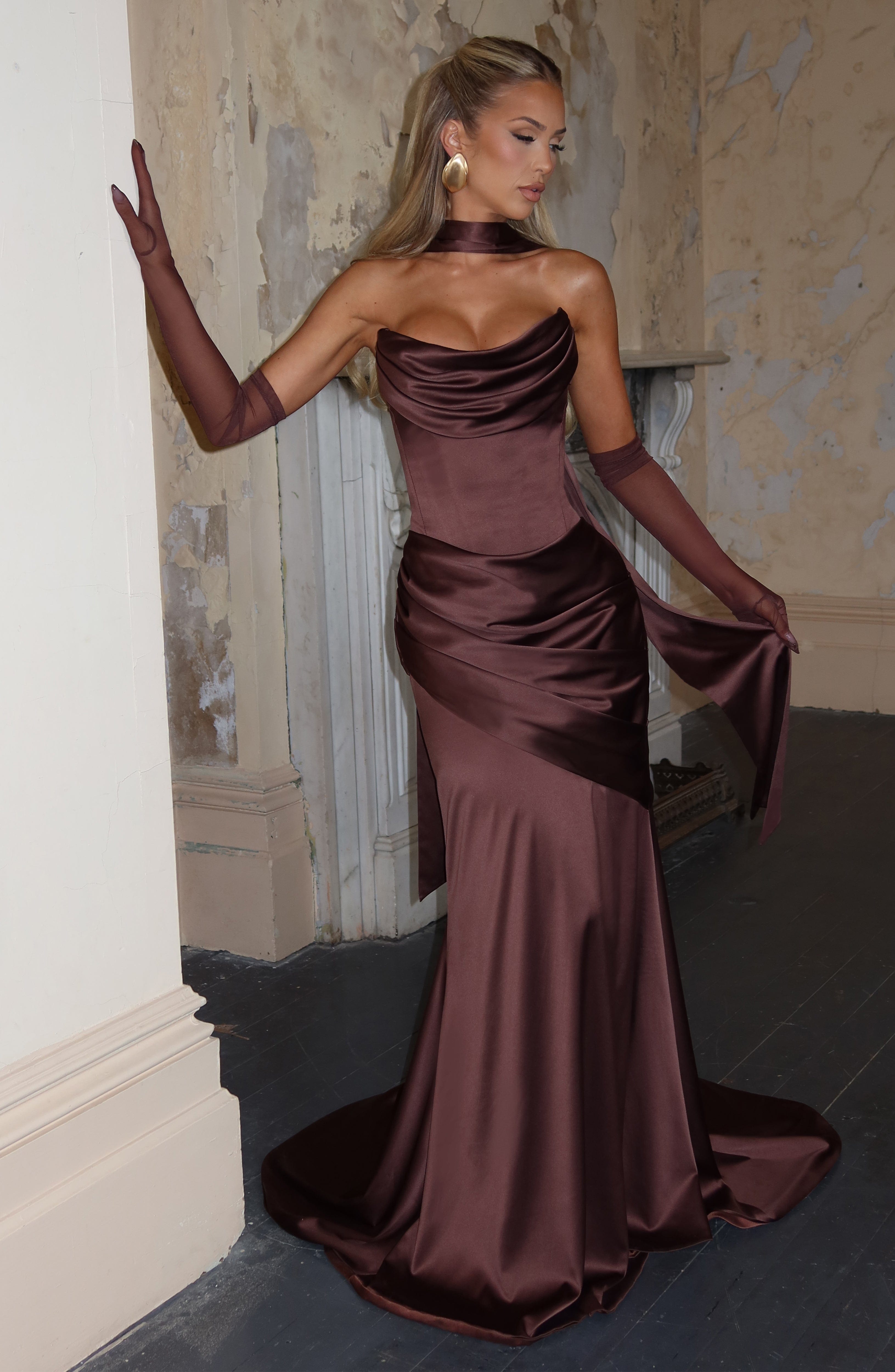 minilena Kensington Maxi Dress Plum Brown