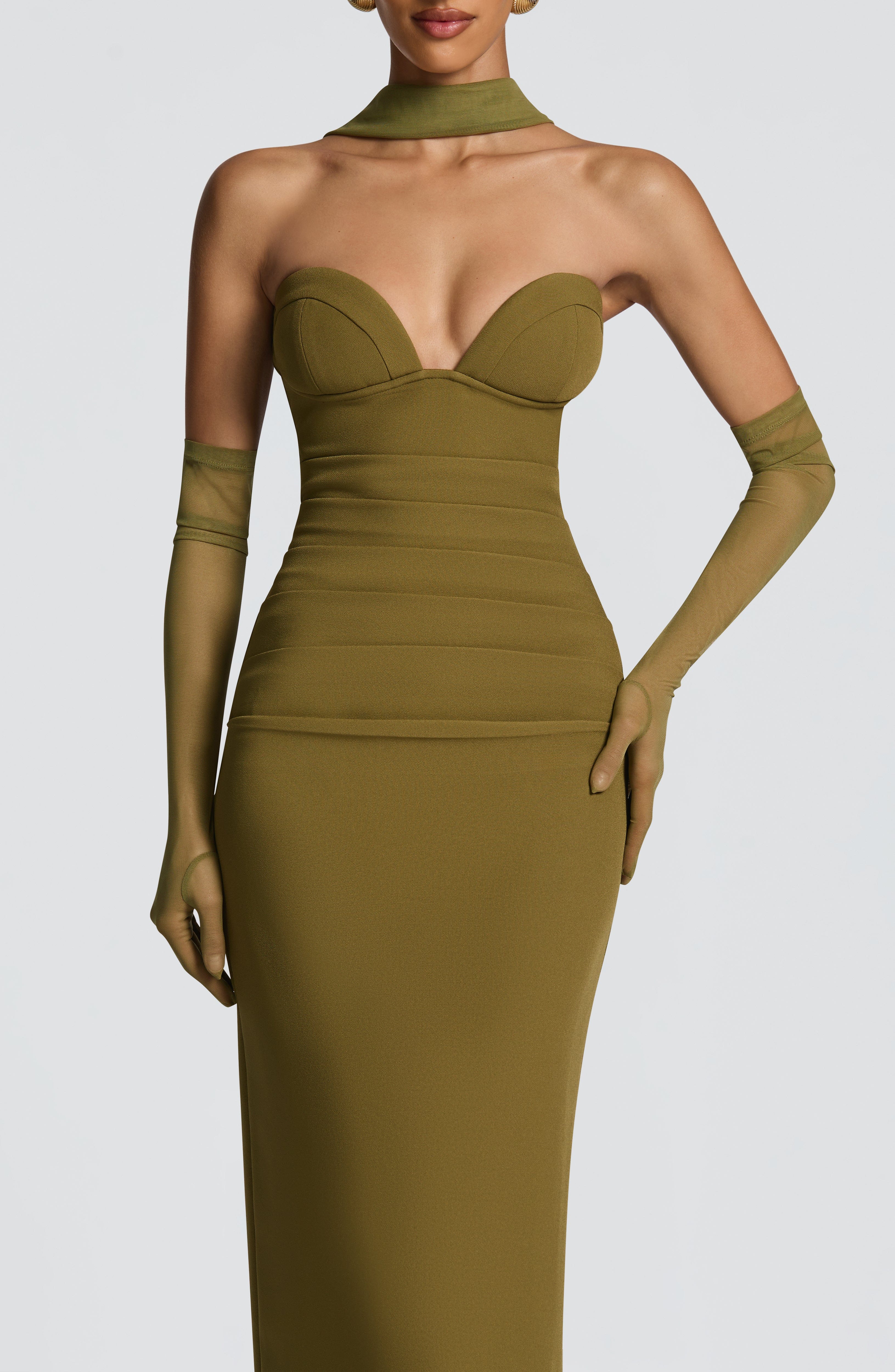minilena Lindsey Maxi Dress Deep Olive