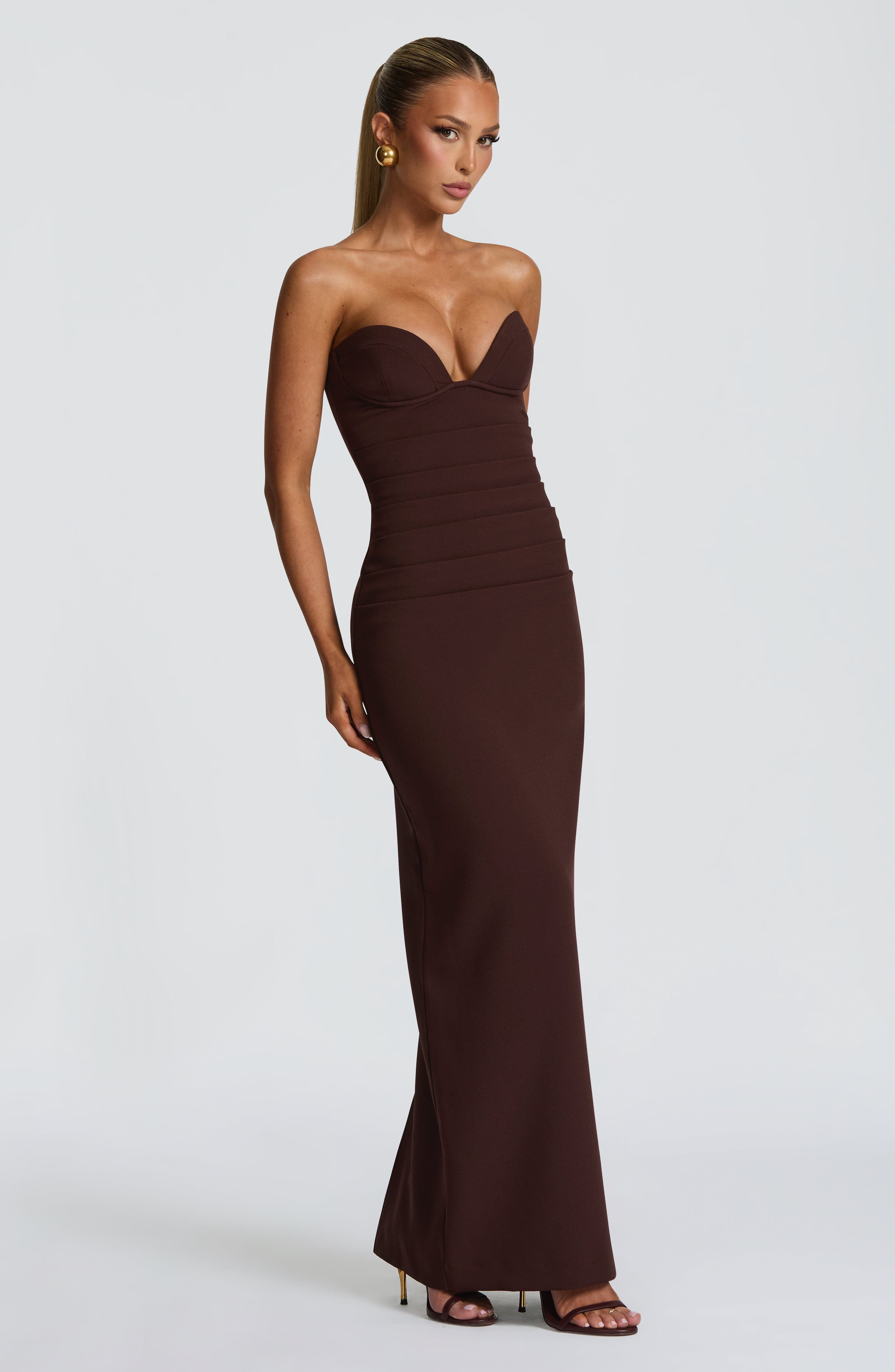 minilena Lindsey Maxi Dress Plum Brown