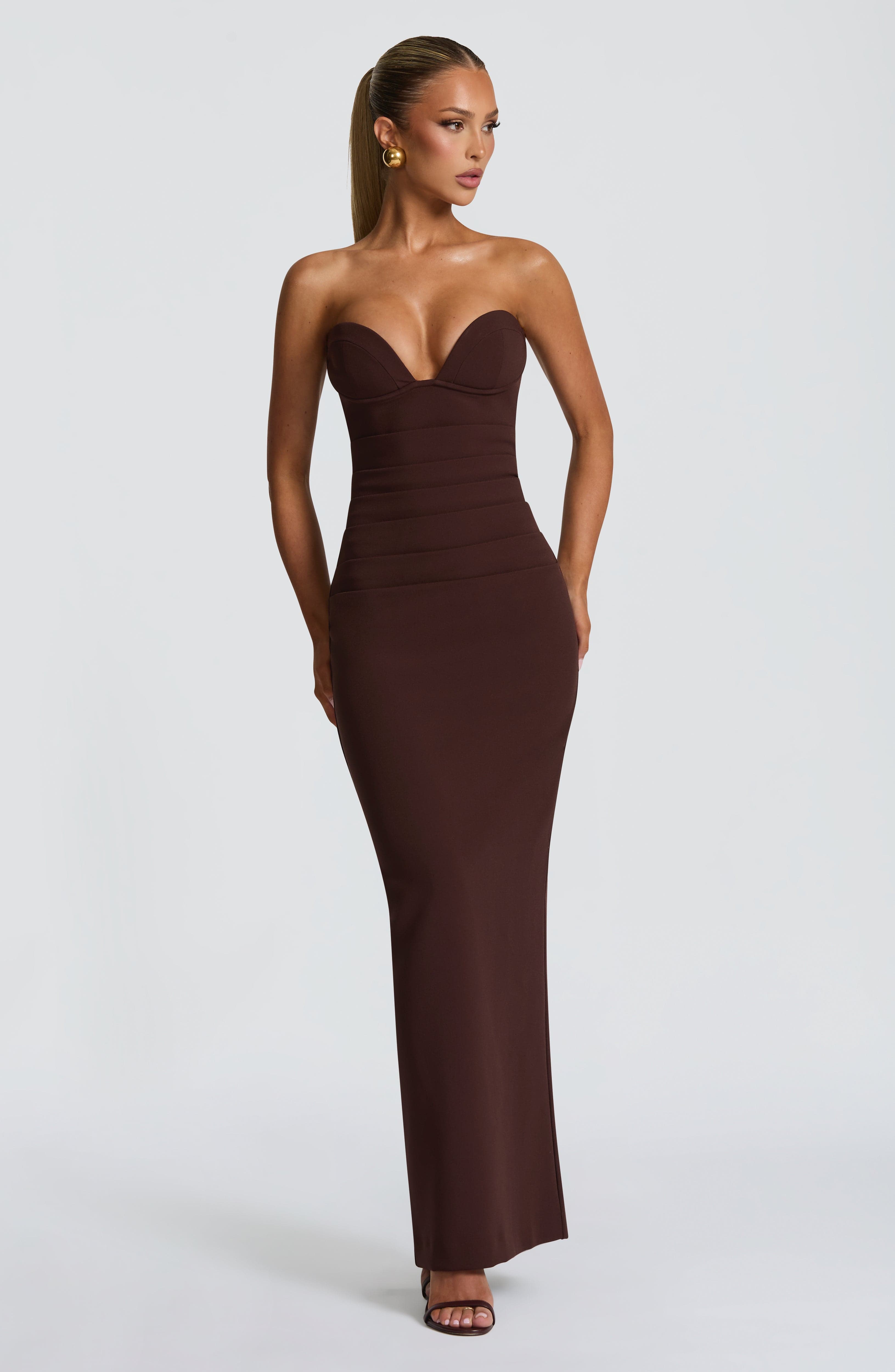 minilena Lindsey Maxi Dress Plum Brown