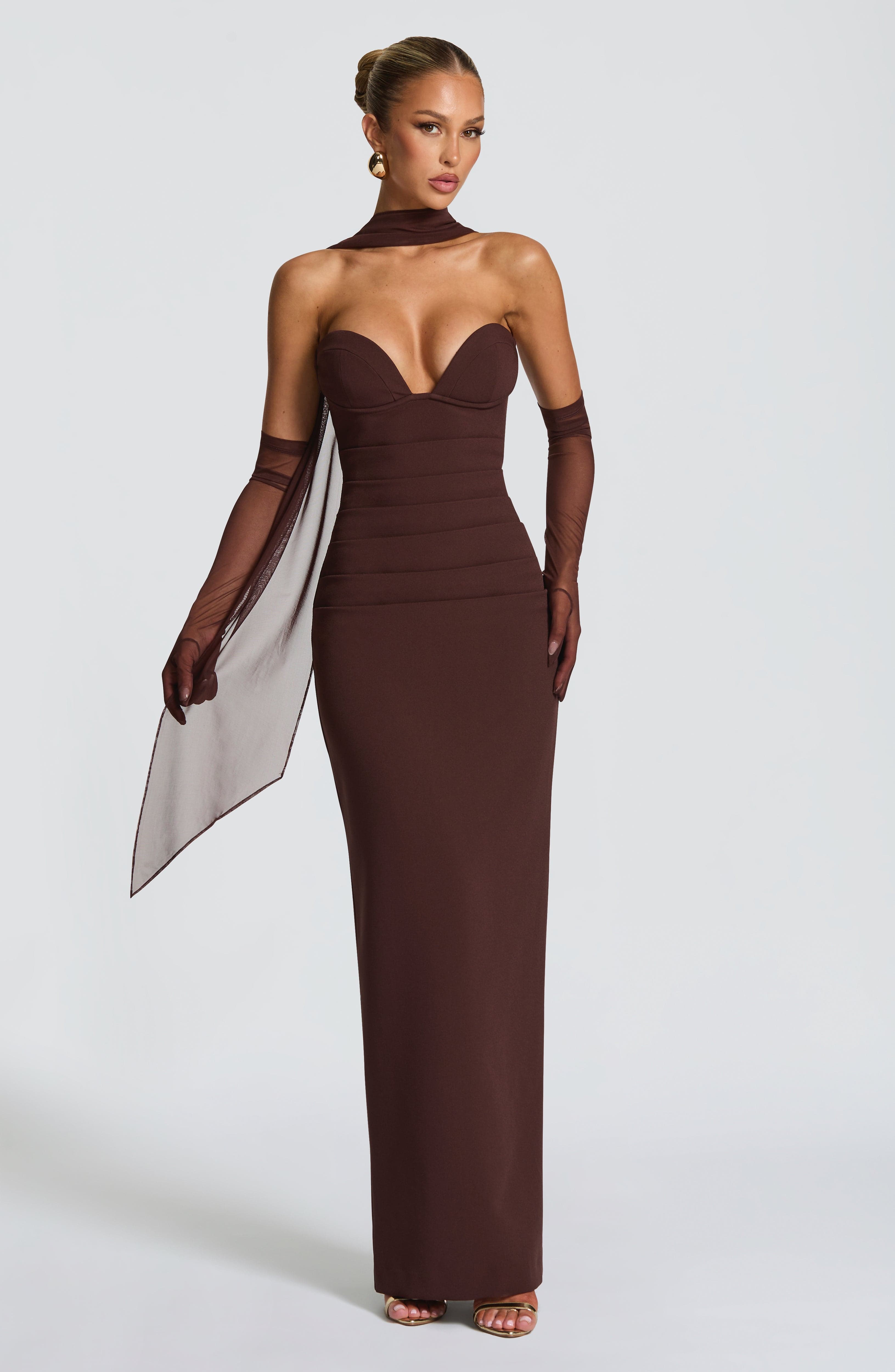 minilena Lindsey Maxi Dress Plum Brown