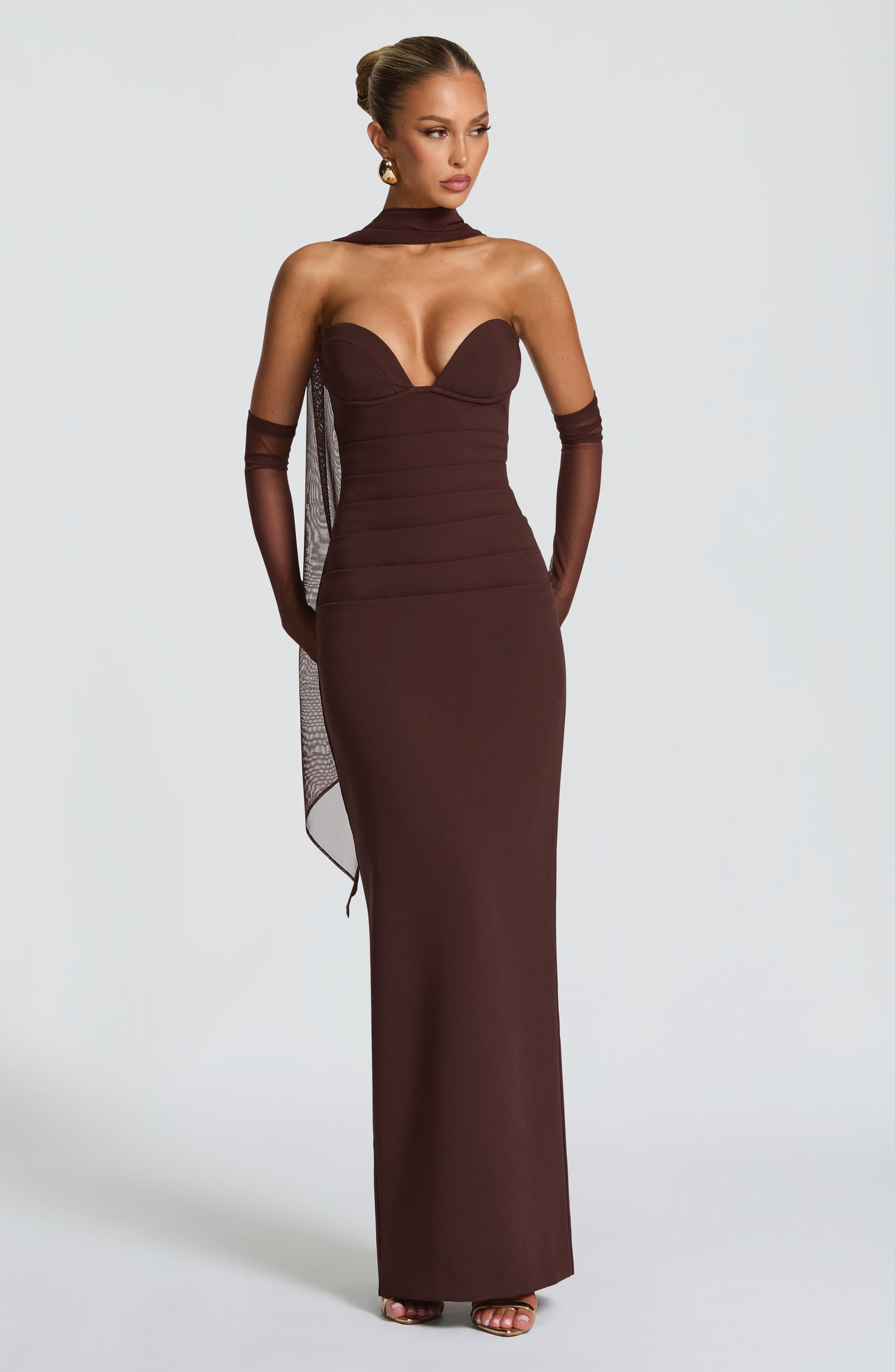 minilena Lindsey Maxi Dress Plum Brown