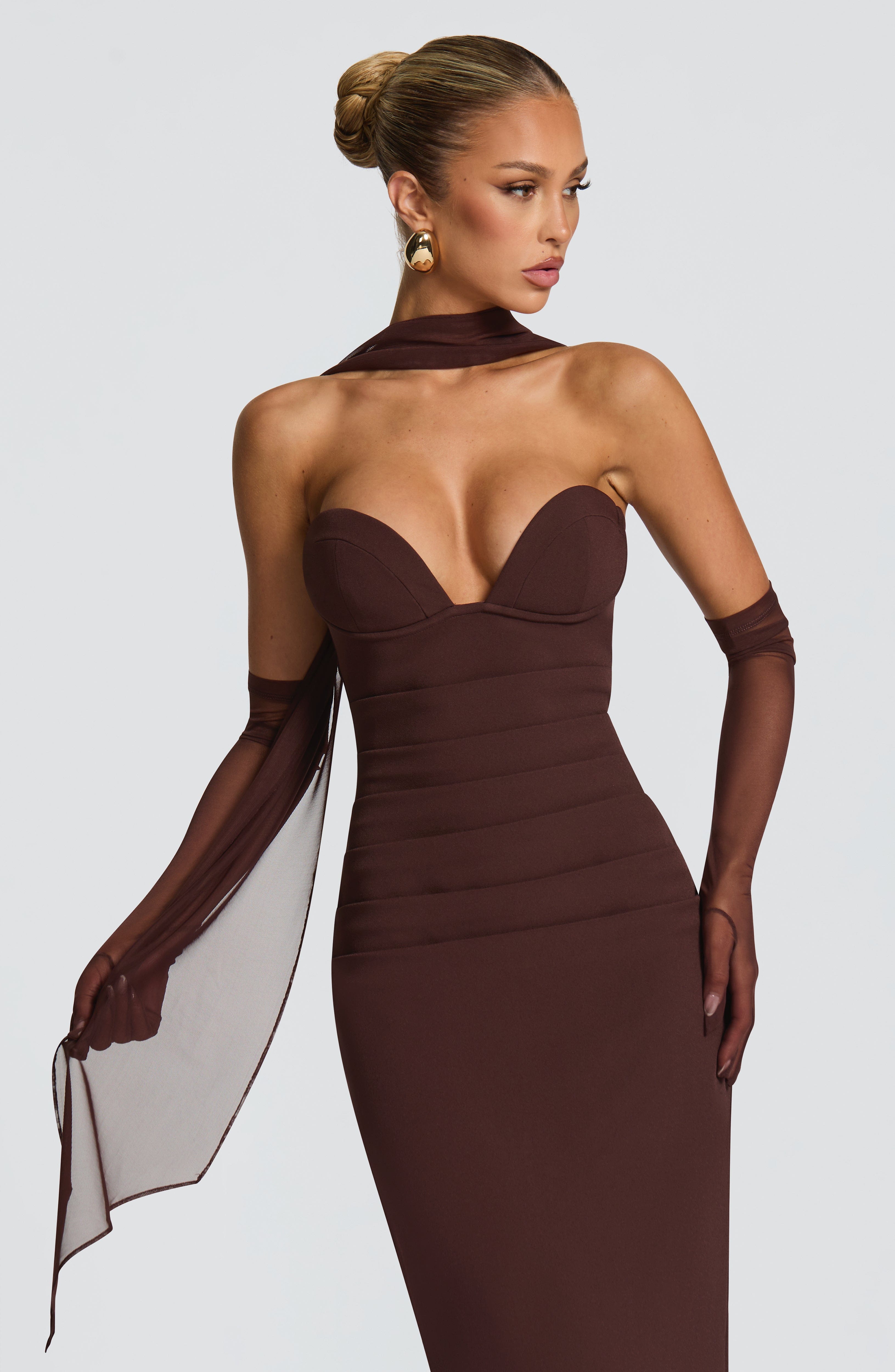 minilena Lindsey Maxi Dress Plum Brown