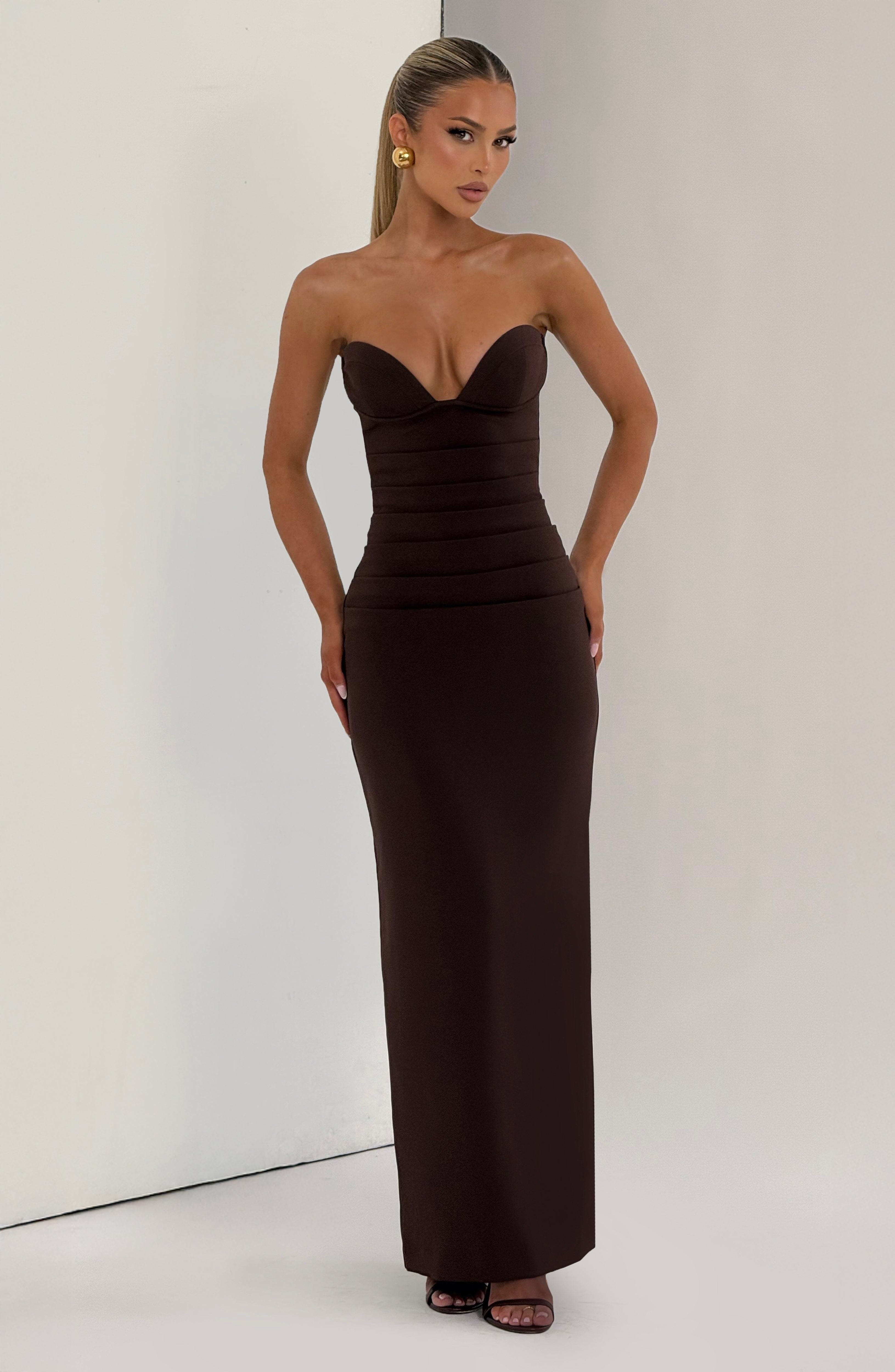 minilena Lindsey Maxi Dress Plum Brown