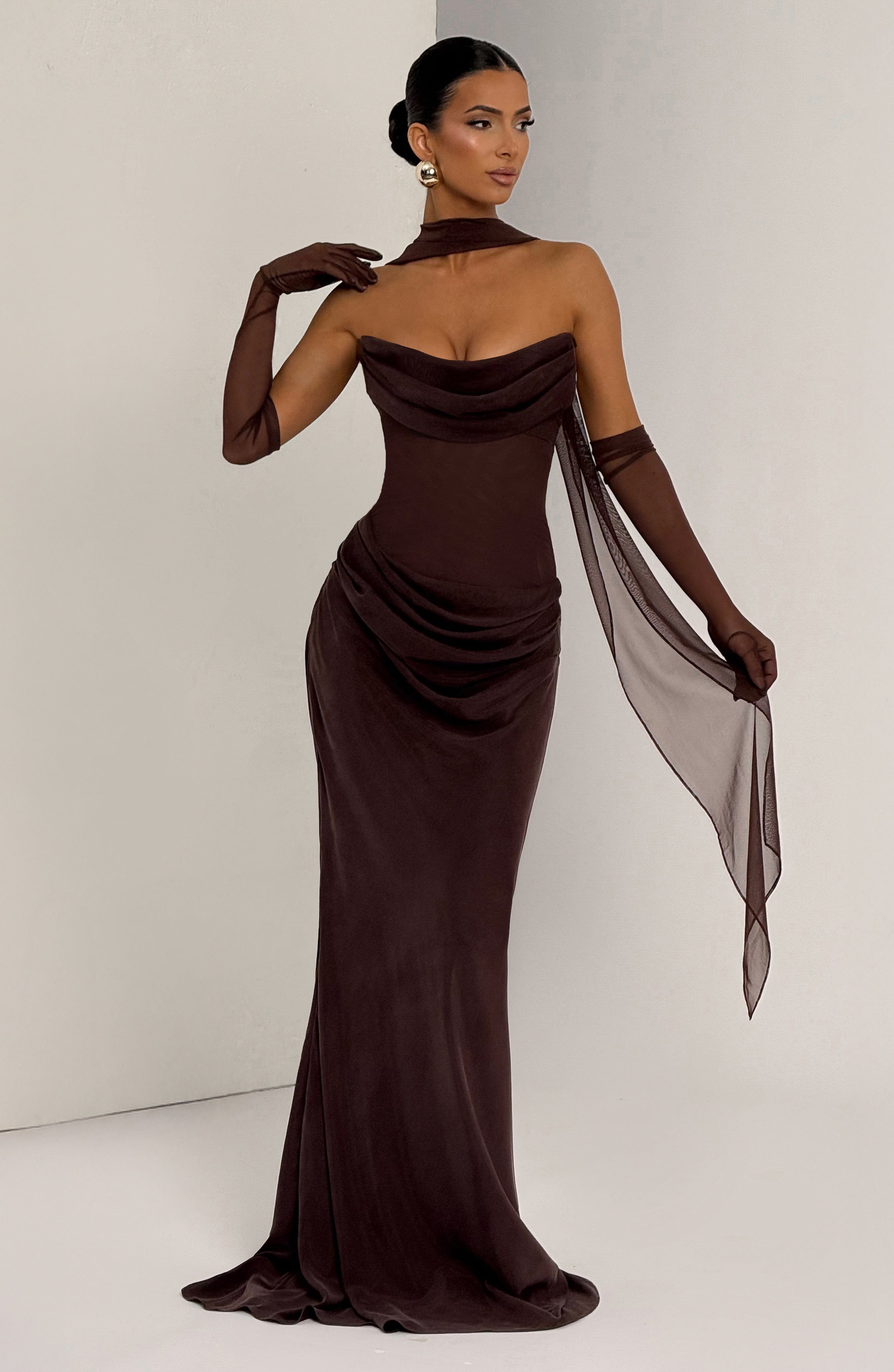 minilena Liora Maxi Dress Plum Brown
