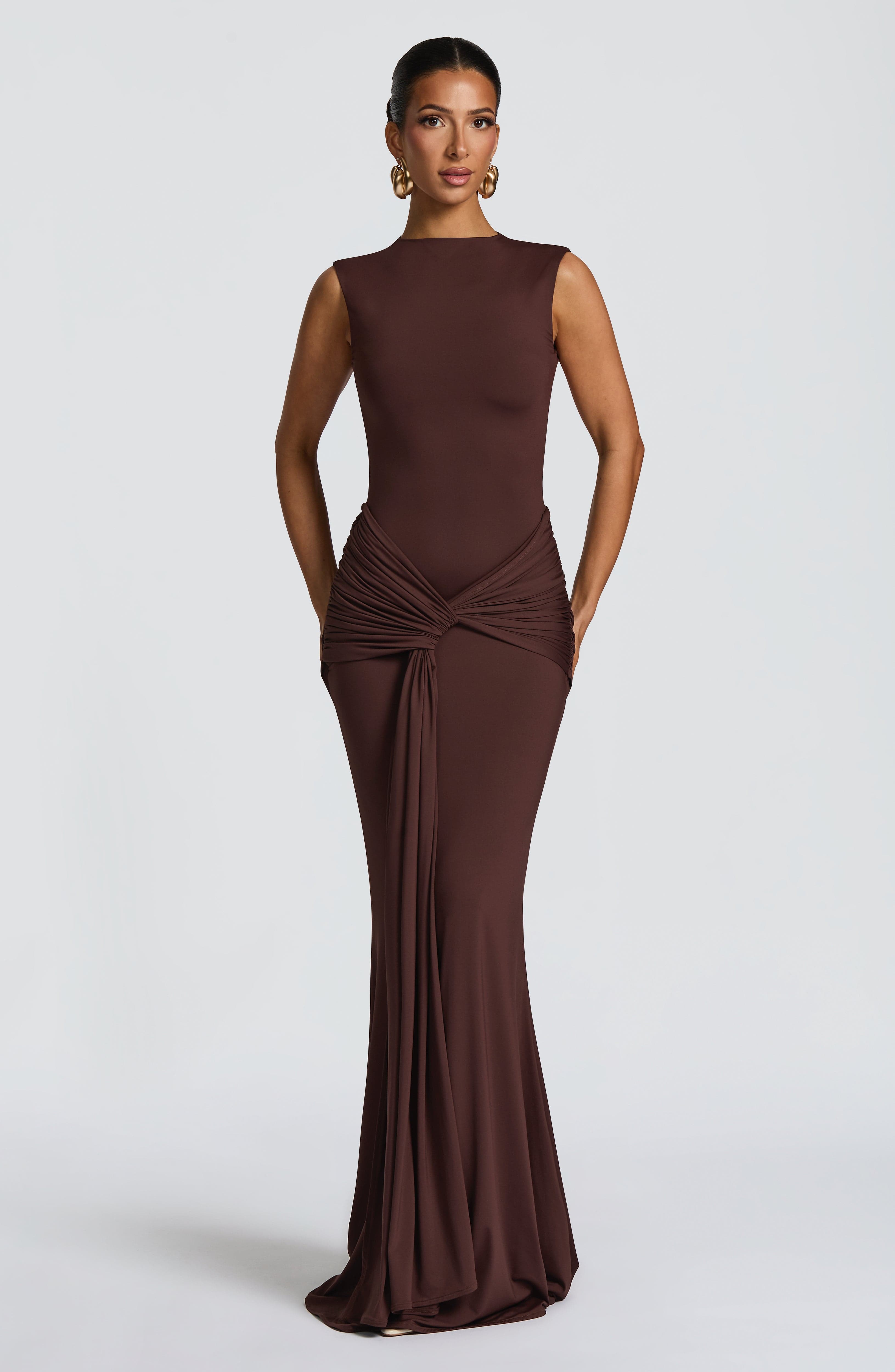 minilena Lorenza Maxi Dress Plum Brown