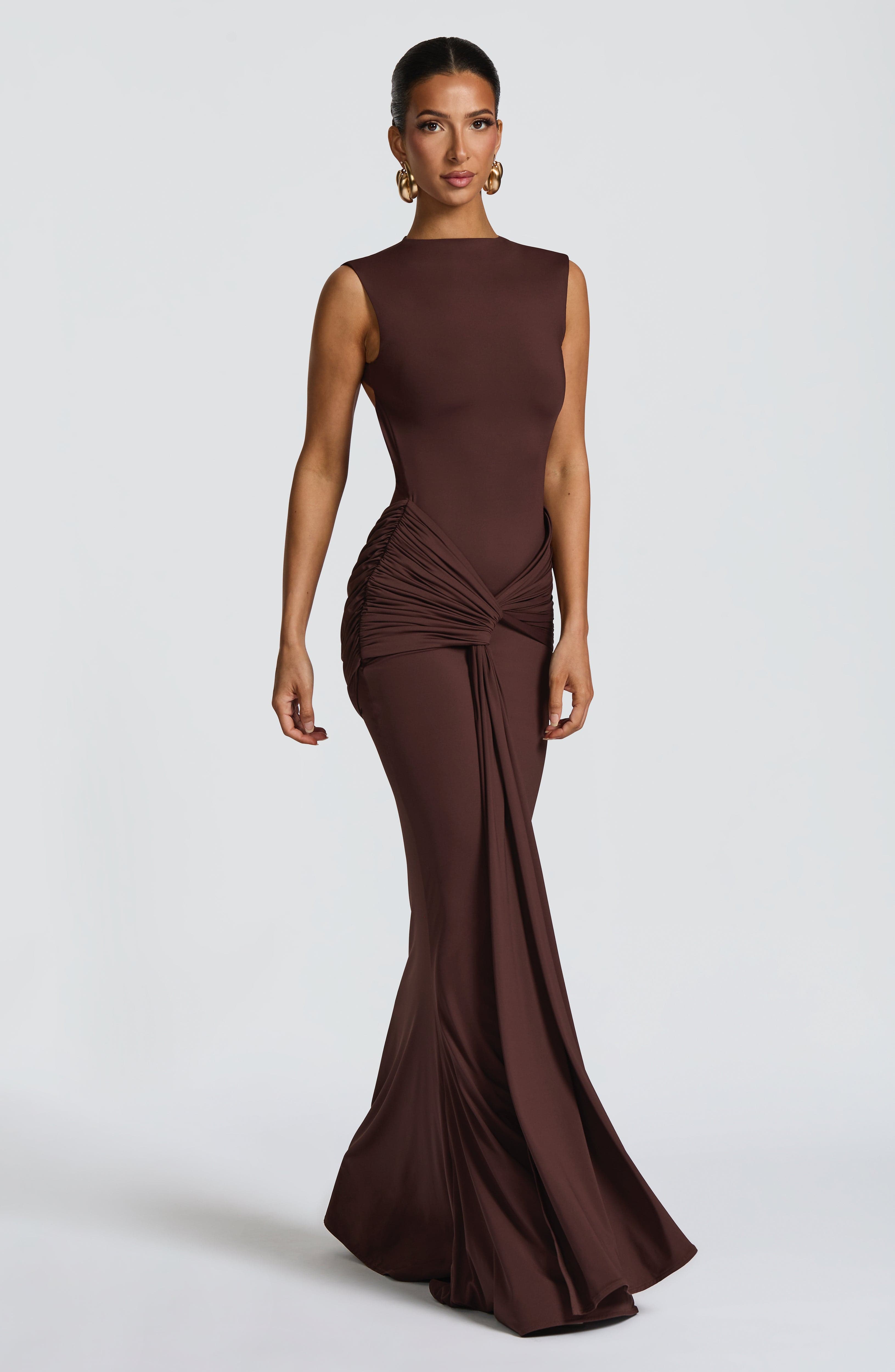 minilena Lorenza Maxi Dress Plum Brown