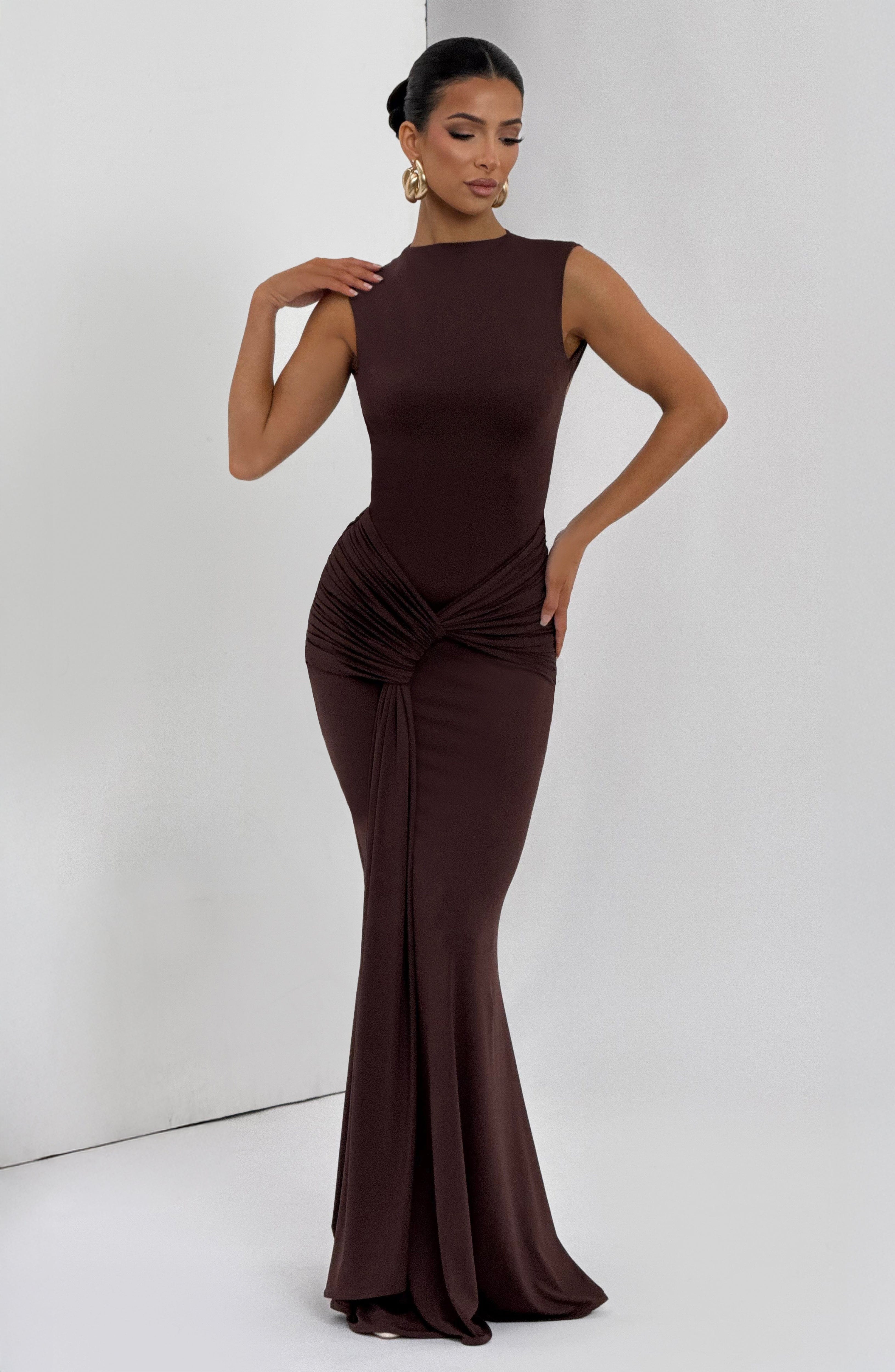 minilena Lorenza Maxi Dress Plum Brown