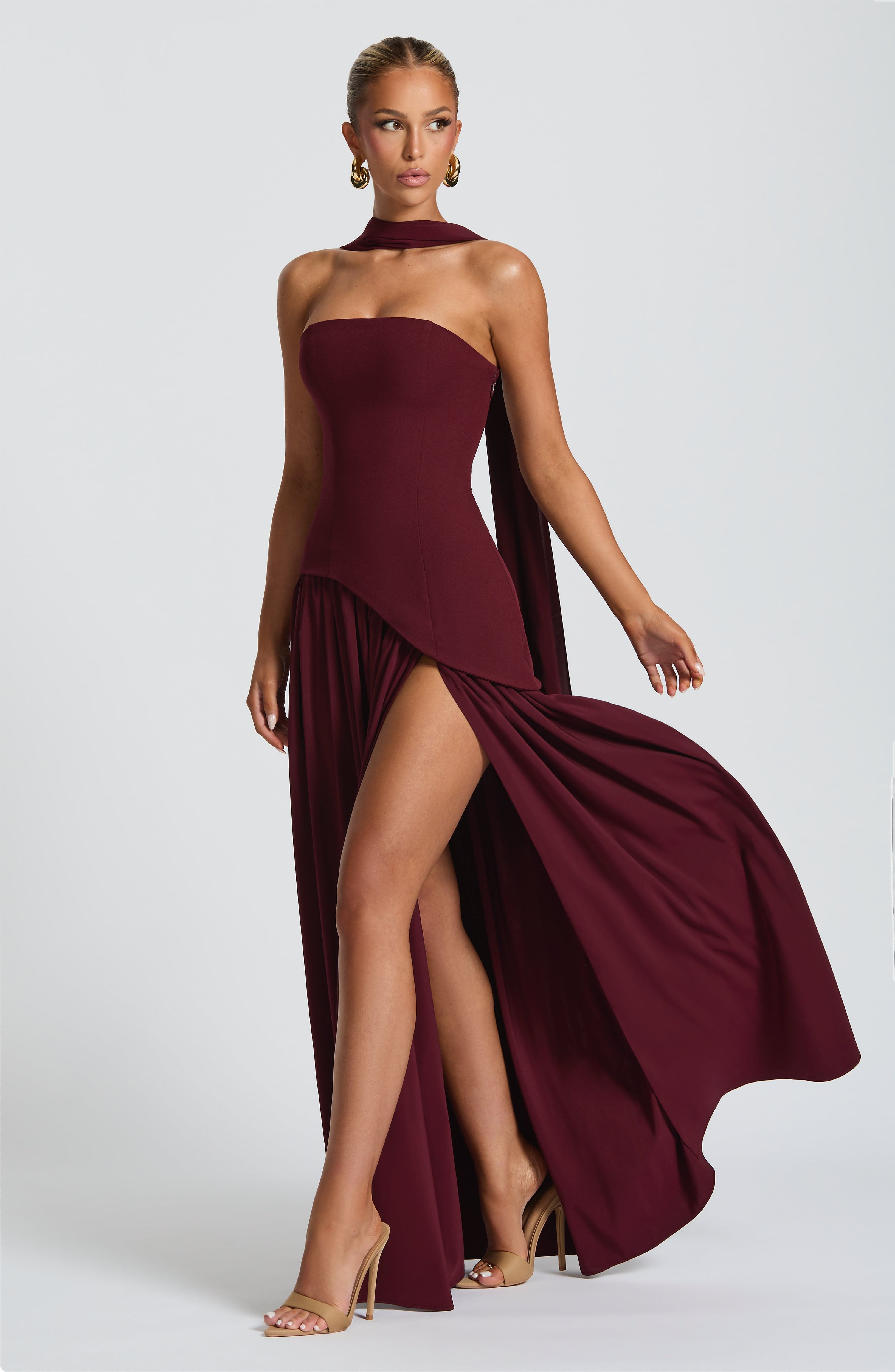 minilena Maliyah Maxi Dress Cherry Lacquer