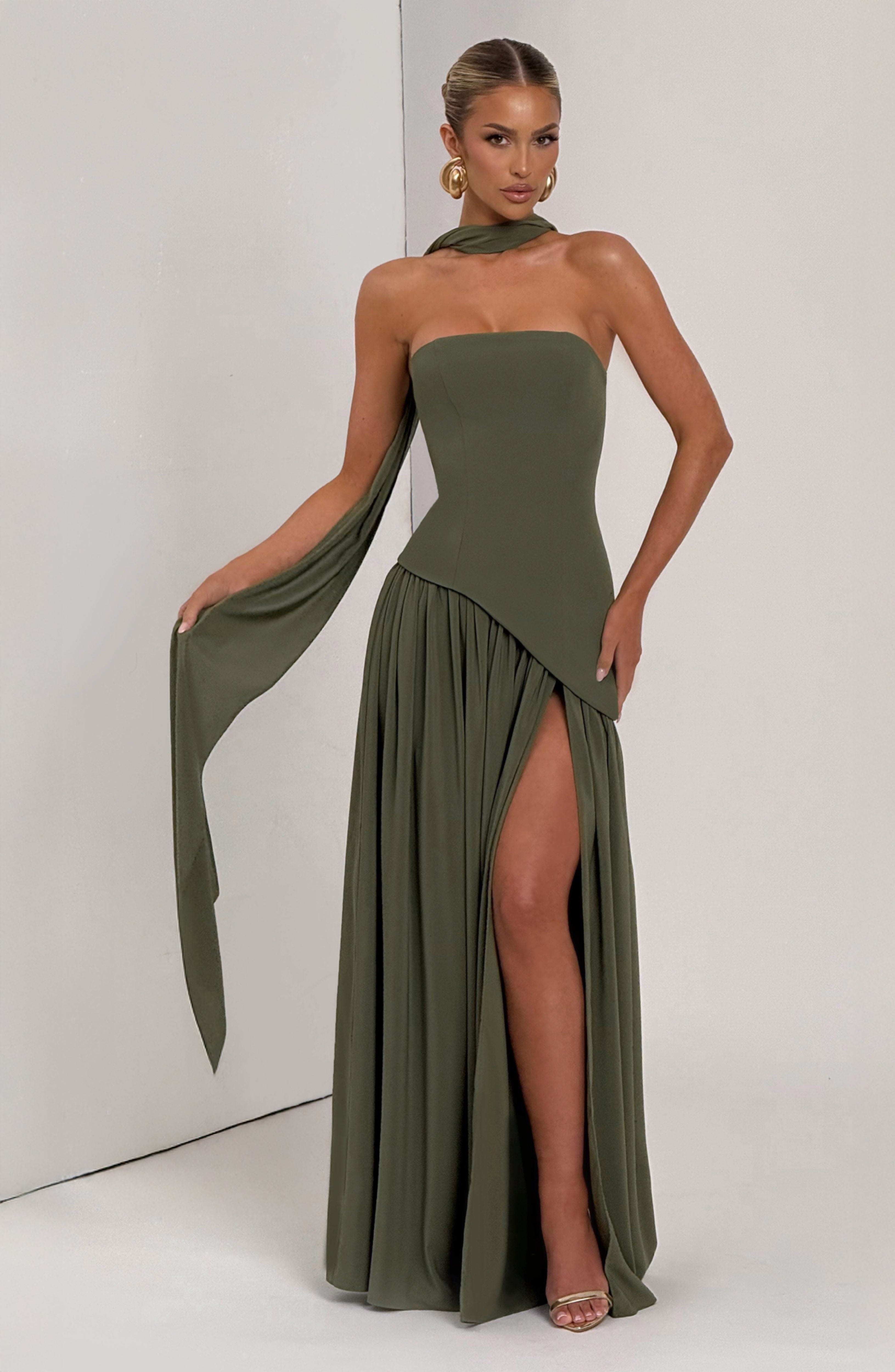 minilena Maliyah Maxi Dress Khaki