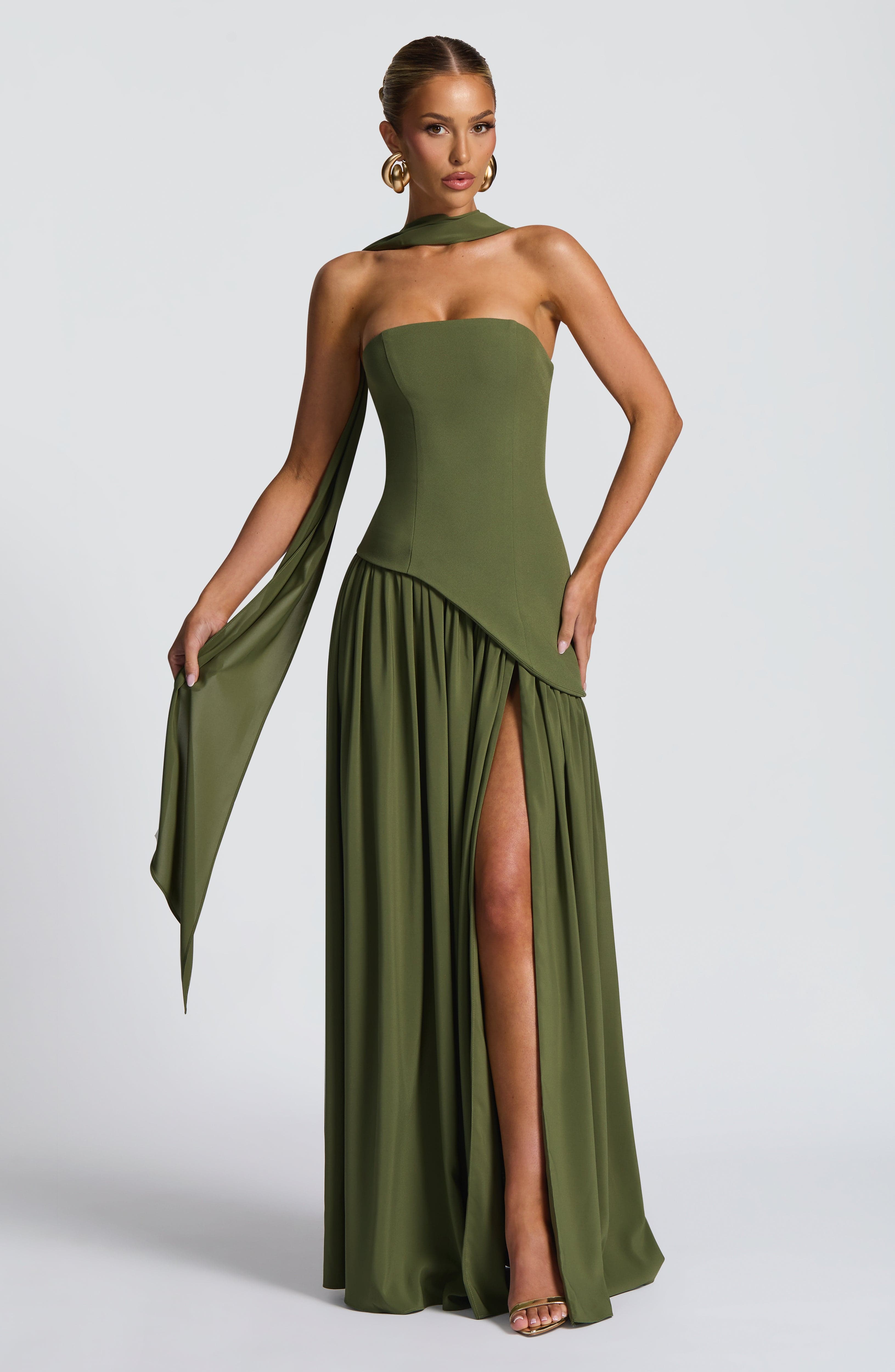 minilena Maliyah Maxi Dress Khaki
