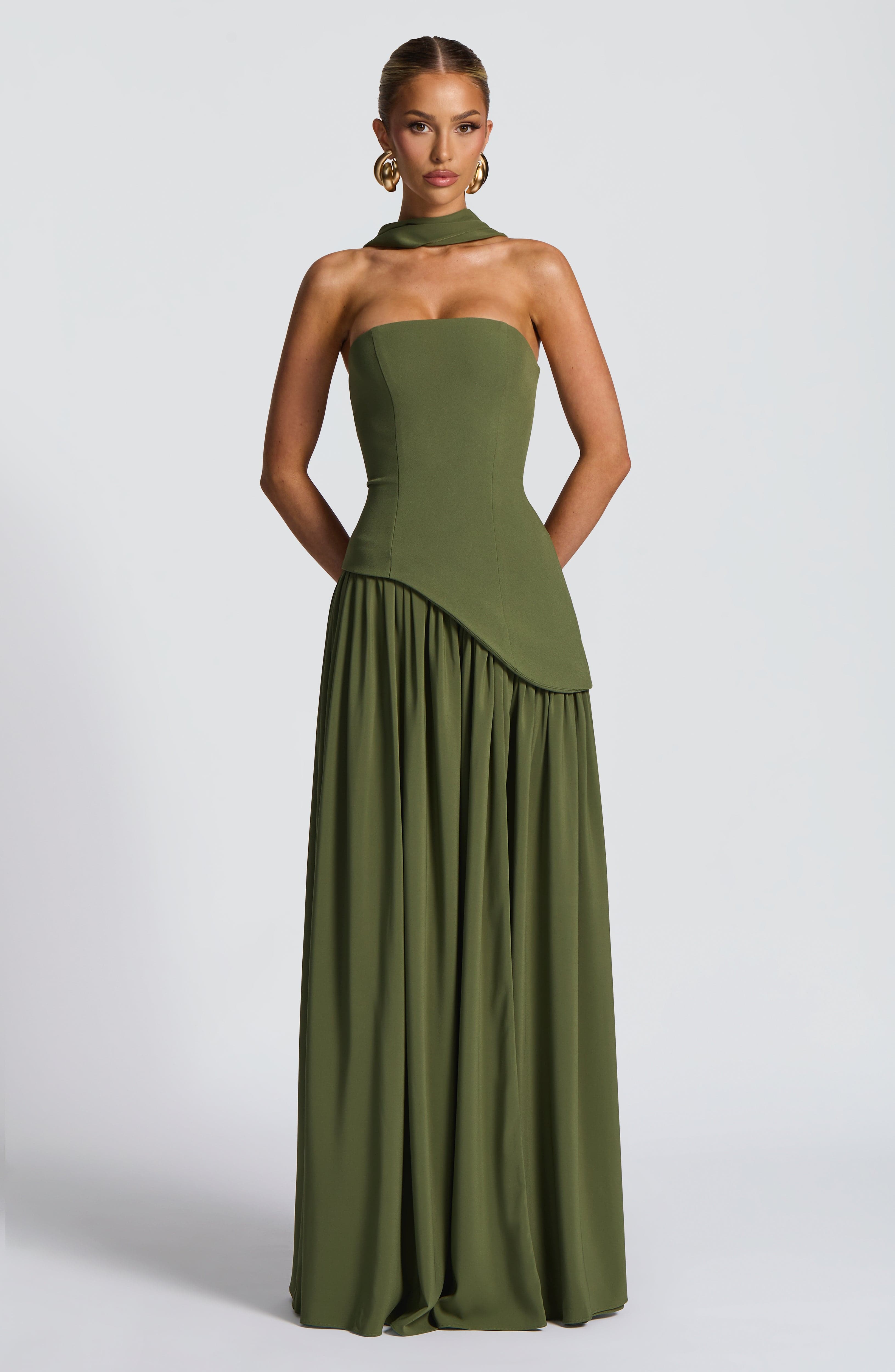 minilena Maliyah Maxi Dress Khaki