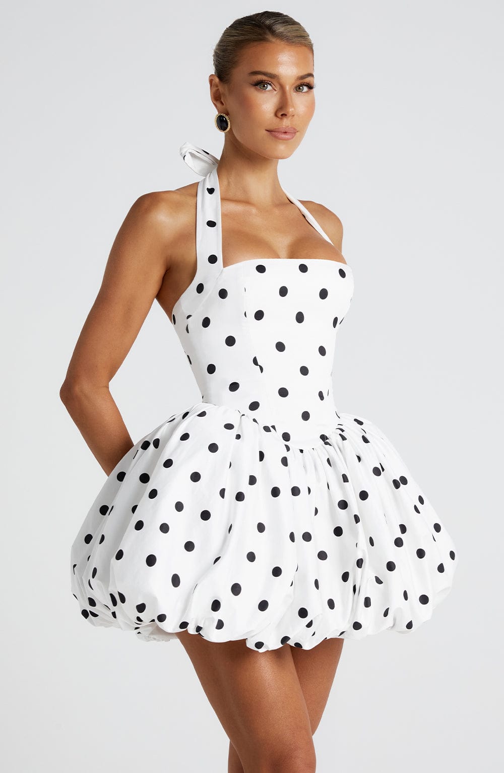 minilena Maricia Mini Dress Black Polka Dot Print