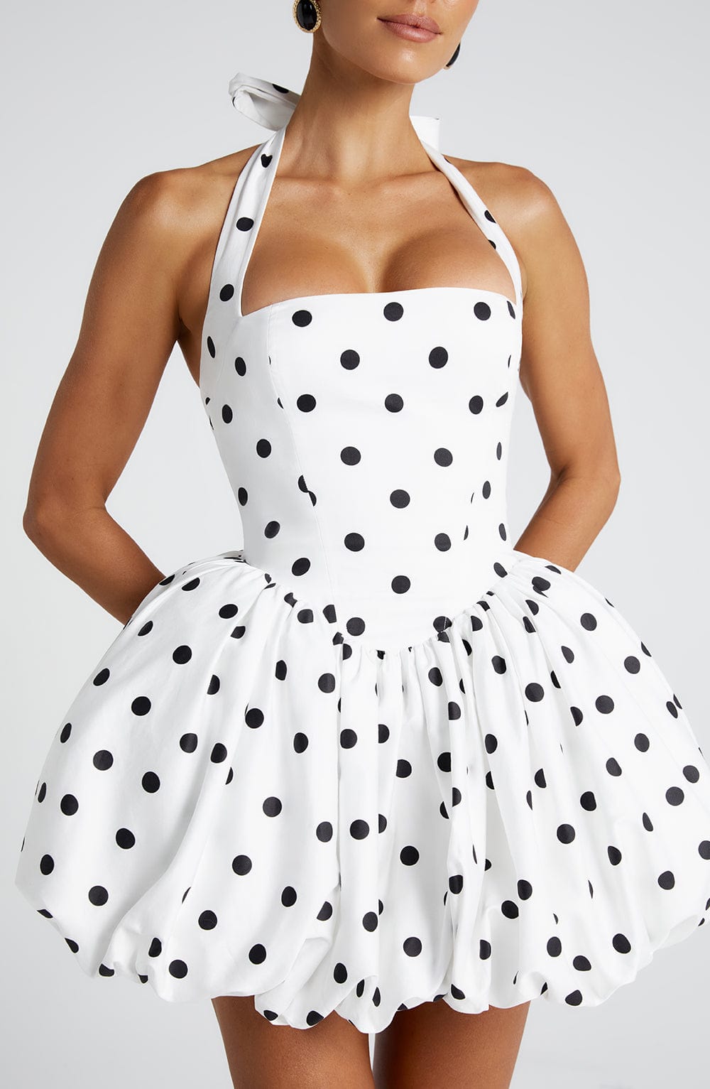 minilena Maricia Mini Dress Black Polka Dot Print